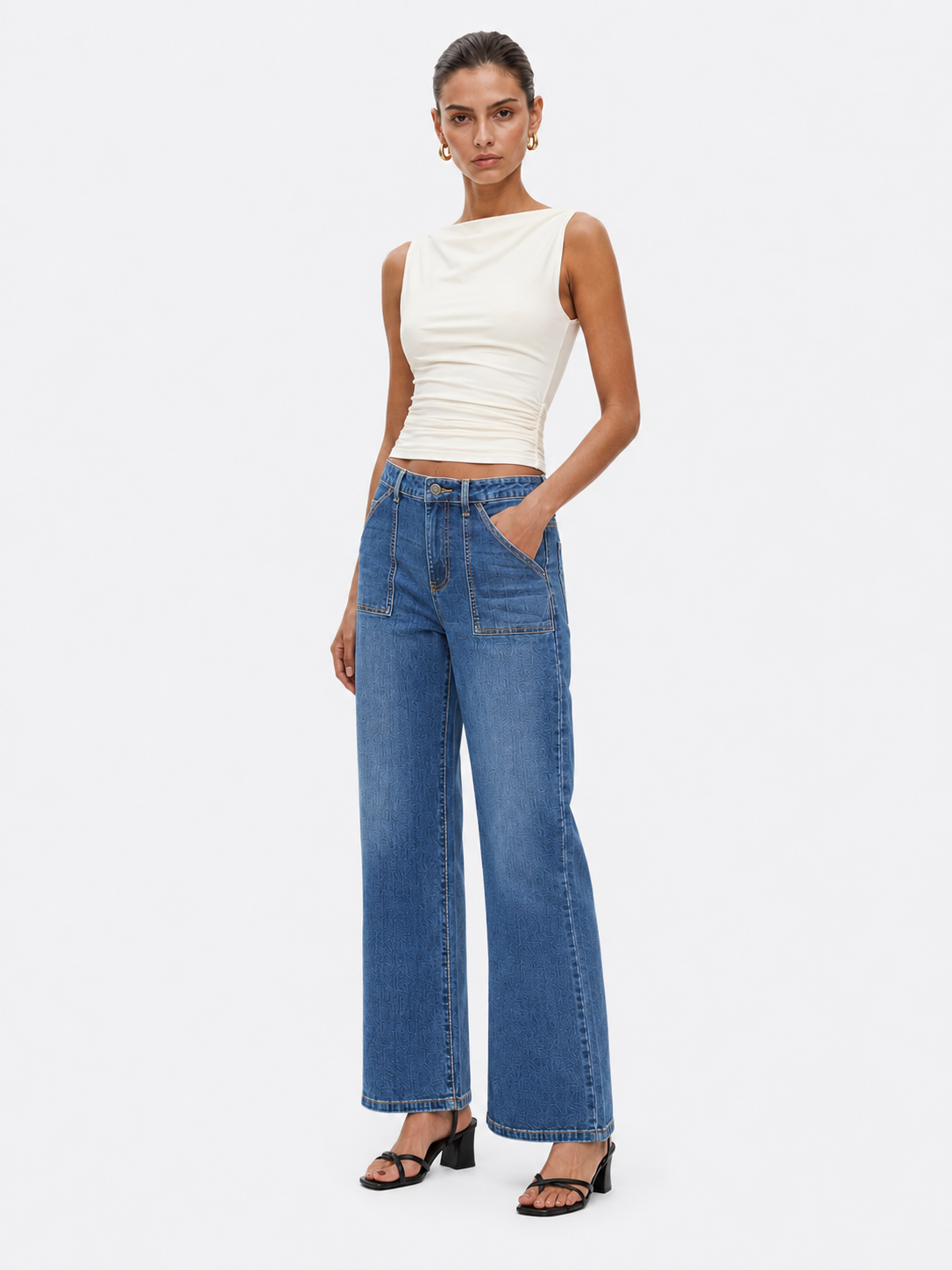 YUCOLEN Women's High Waisted Straight Leg Stretchy Denim Jeans with Pockets in Medium Blue