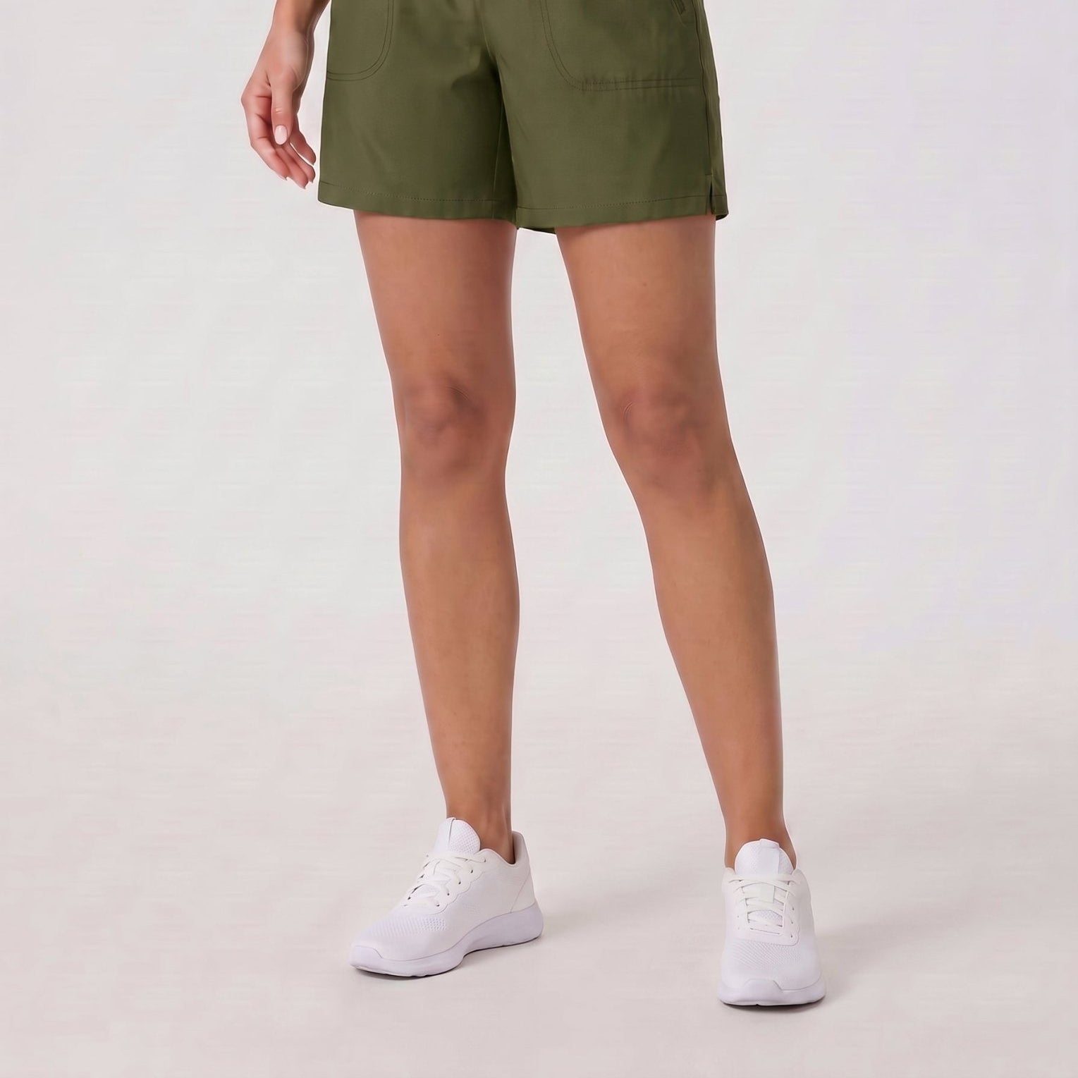 YUCOLEN Women 5 Inch Water Resistant Hiking Shorts UPF 50 Plus Quick Dry Golf Shorts with Zipper Pockets in Army Green