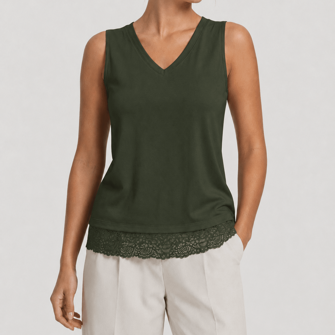 YUCOLEN Women's Lightweight Sleeveless Tank Top - Stretch Workout Shirt in Army Green