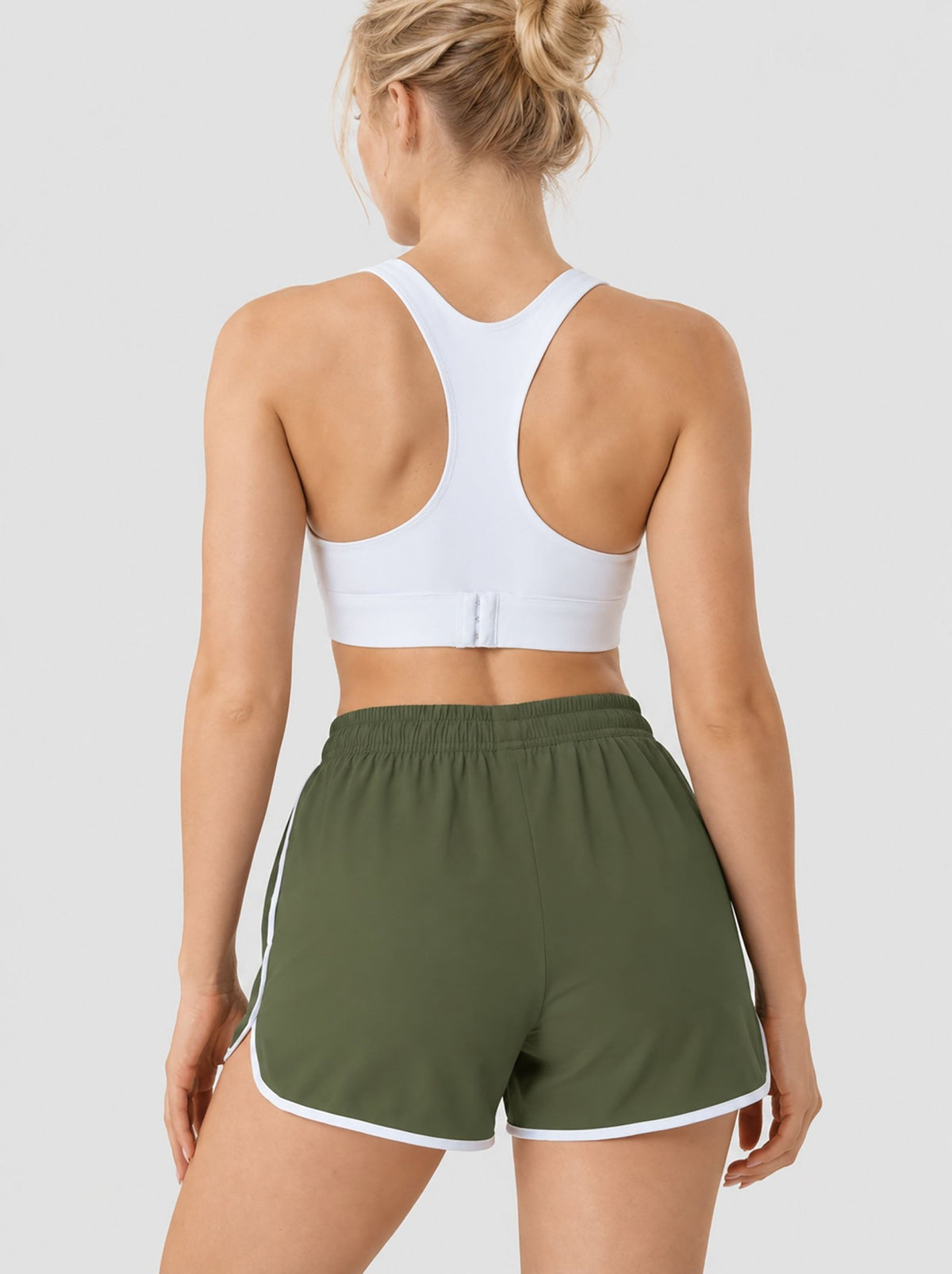 YUCOLEN Womens Quick Dry Running Shorts with Pockets Lightweight Athletic Fit in Army Green