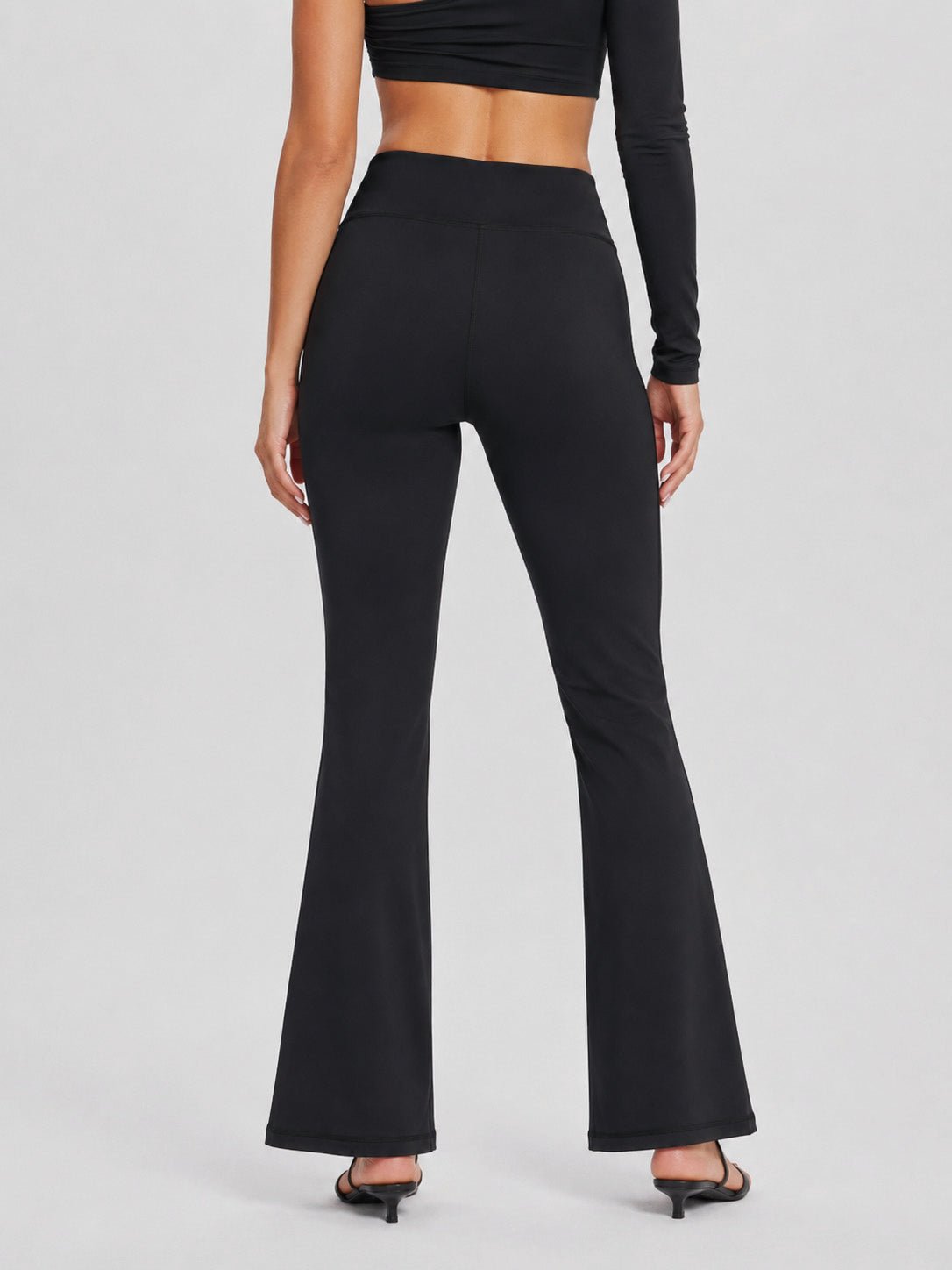 YUCOLEN Women's Flare Yoga Pants Foldover High Waist Bootcut Leggings with Pockets in Black