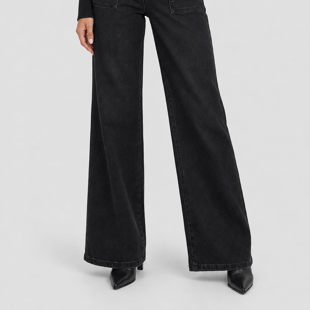 YUCOLEN Women's High Waisted Straight Leg Stretchy Denim Jeans with Pockets in Black