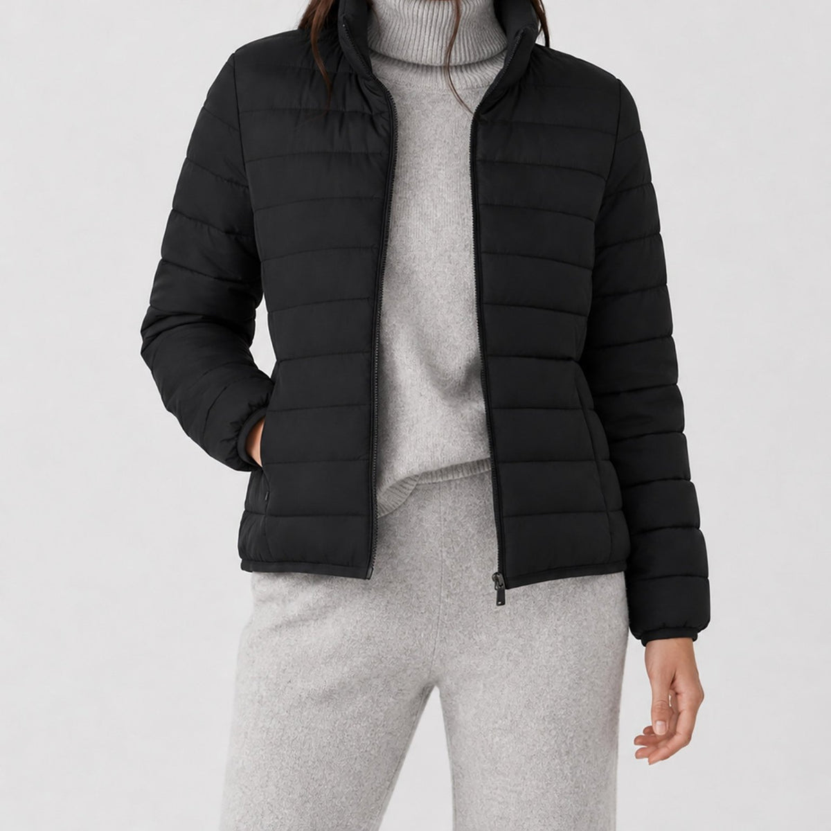 YUCOLEN Women's Lightweight Jacket Packable Water Resistant Quilted Coat with 4 Pockets in Black