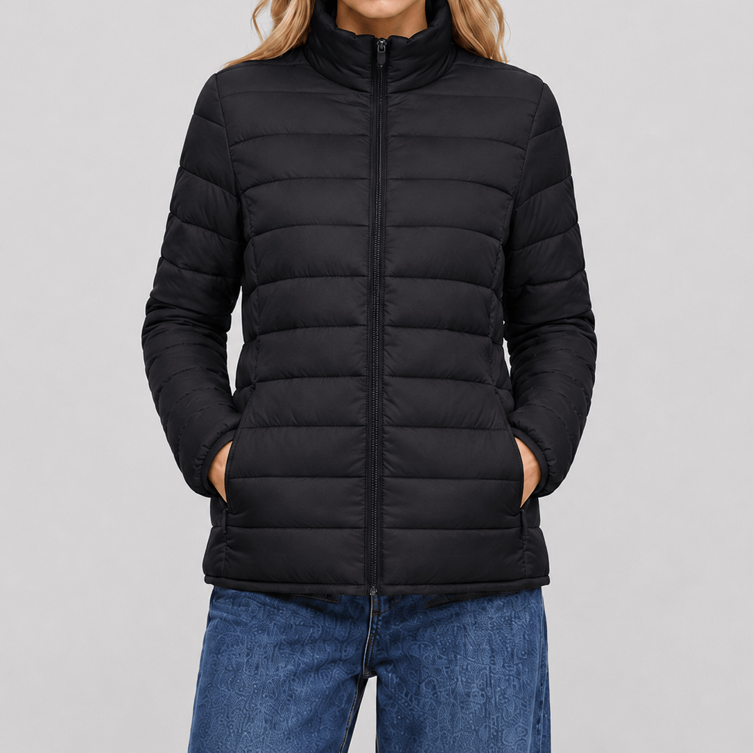 YUCOLEN Women's Lightweight Jacket Packable Water Resistant Quilted Coat with 4 Pockets in Black