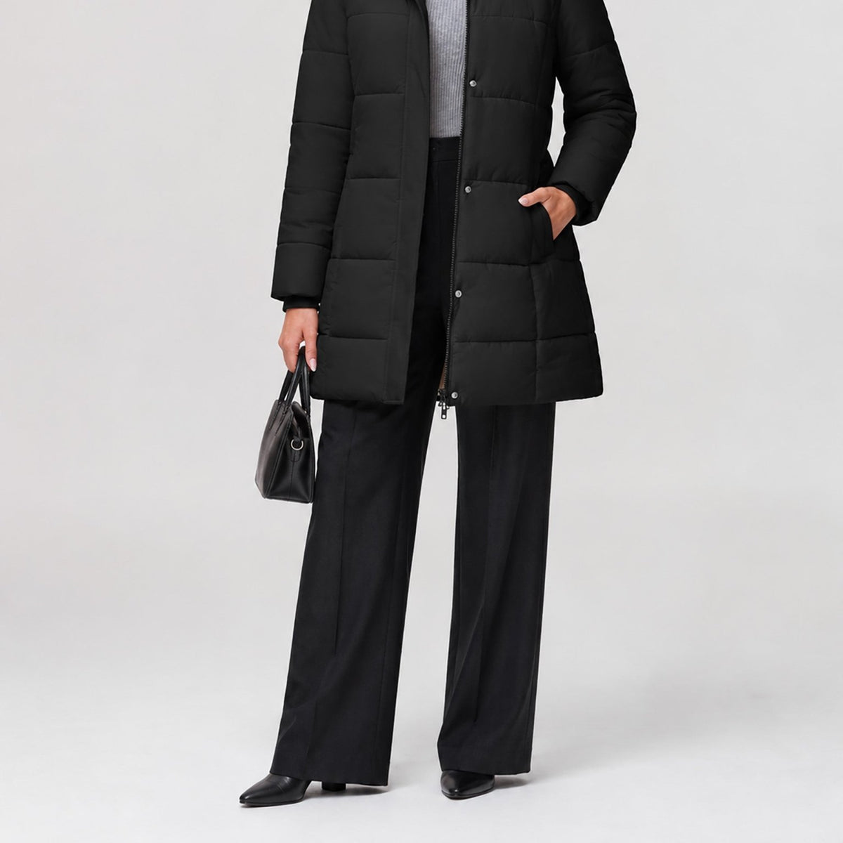 YUCOLEN Women's Long Winter Down Coat Fleece Lined Puffer Jackets in Black