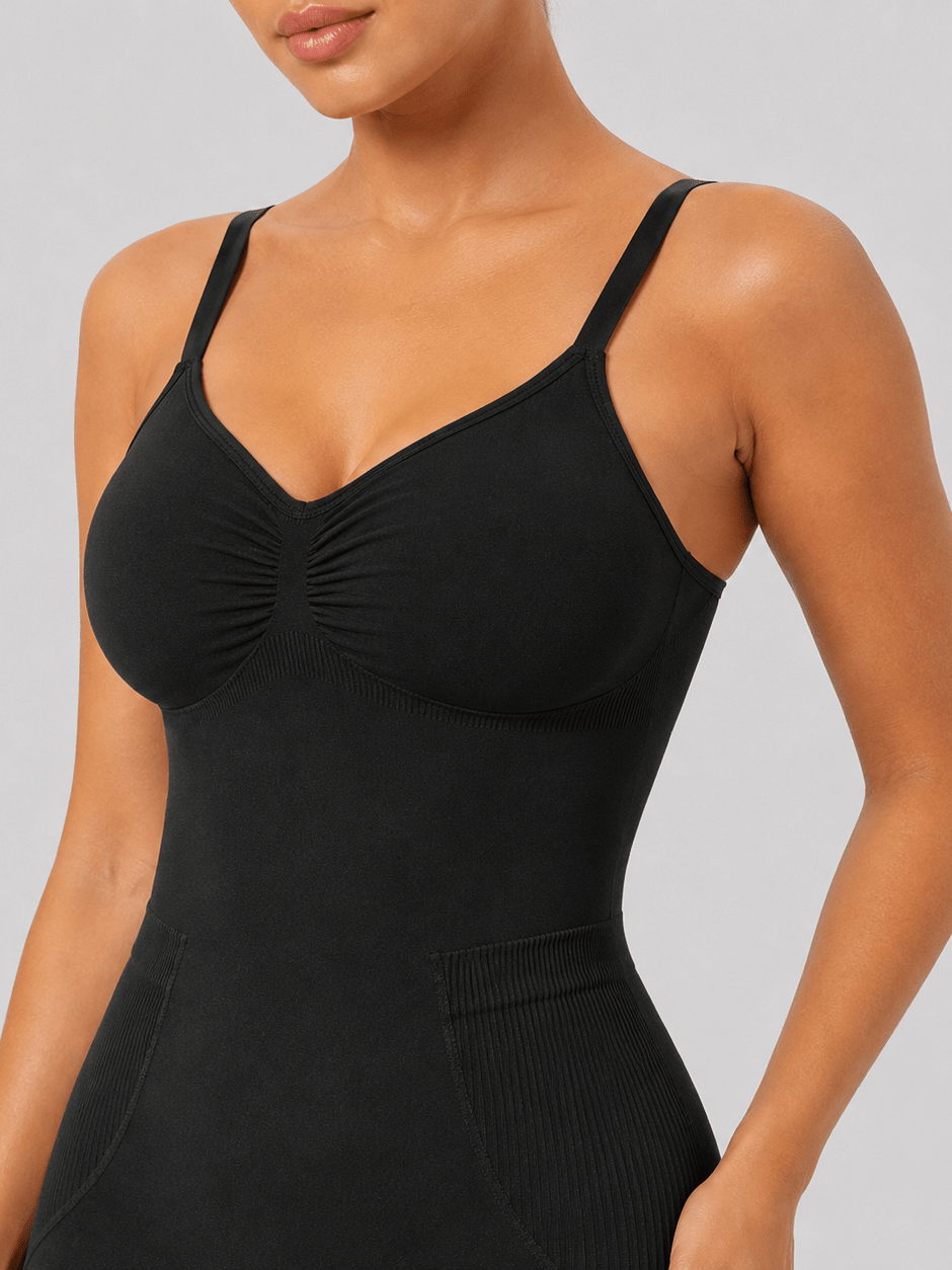 YUCOLEN Women's Seamless Tummy Control Bodysuit Back Pull Down Wireless Shapewear in Black