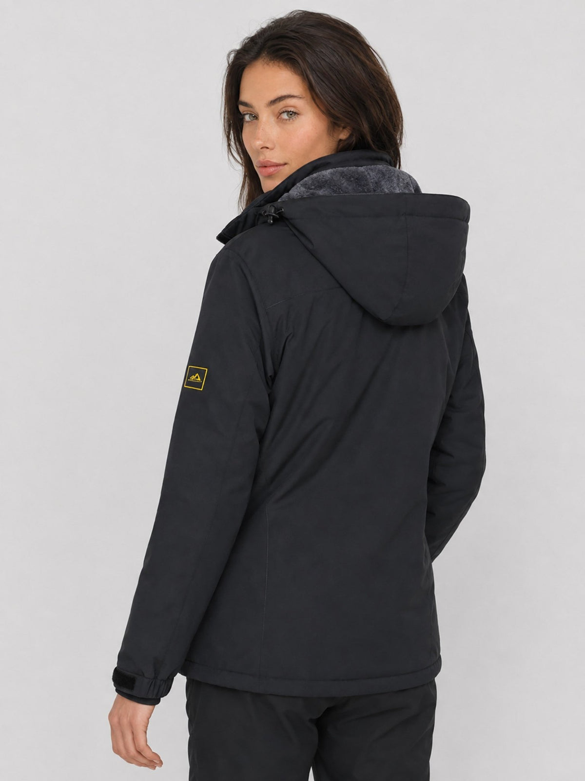 YUCOLEN Women's Waterproof Ski Jacket Fleece Lined Insulated Snow Coat with Detachable Hood in Black