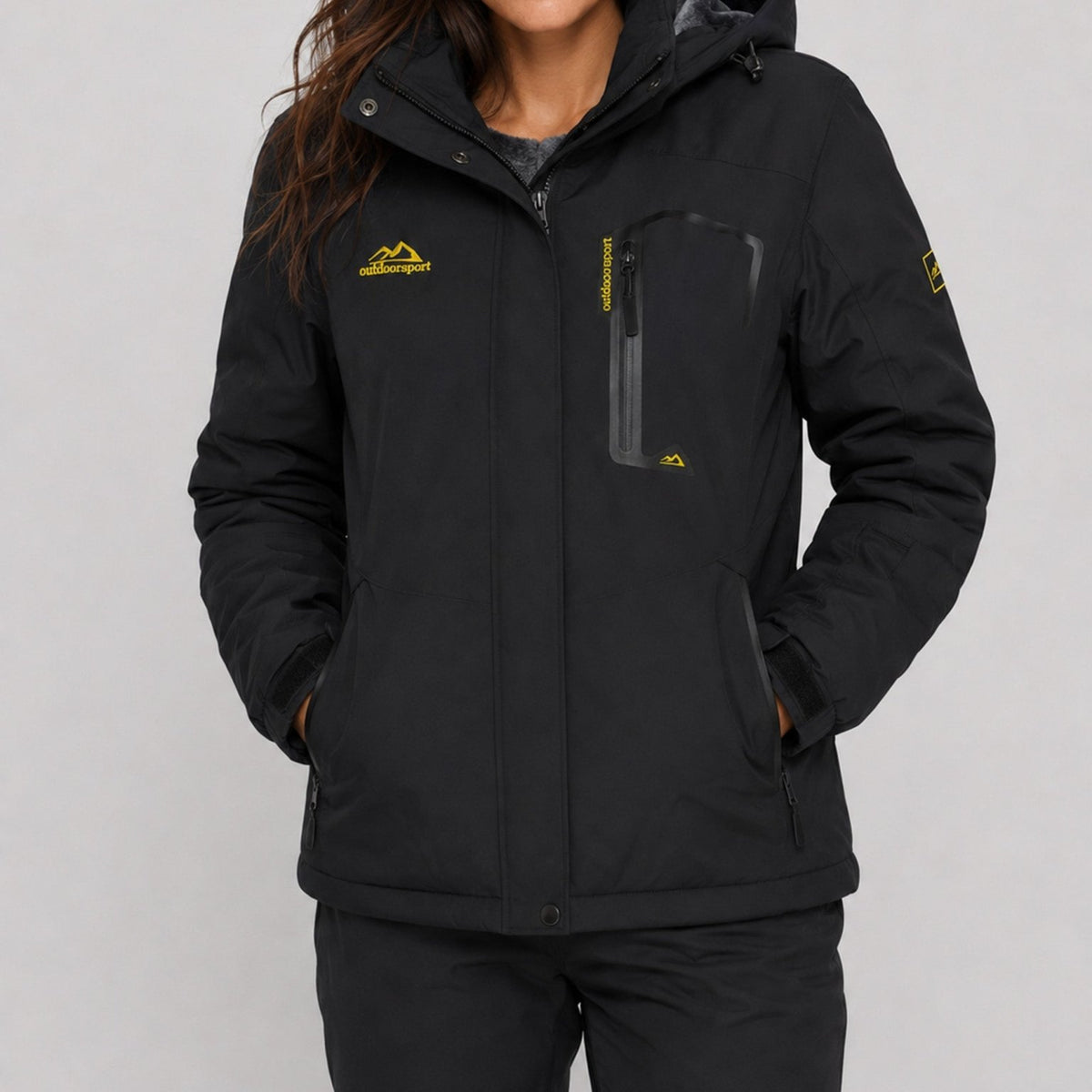 YUCOLEN Women's Waterproof Ski Jacket Fleece Lined Insulated Snow Coat with Detachable Hood in Black