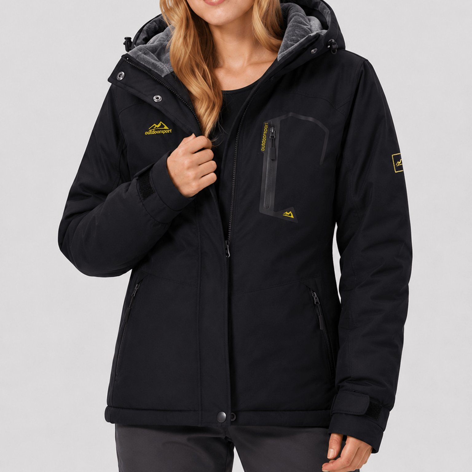 YUCOLEN Women's Waterproof Ski Jacket Fleece Lined Insulated Snow Coat with Detachable Hood in Black