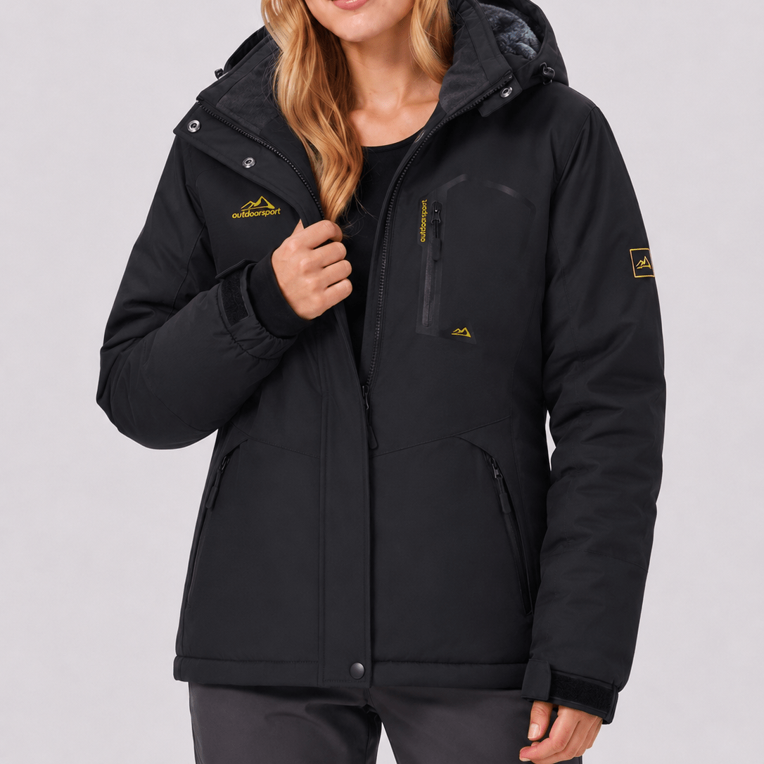 YUCOLEN Women's Waterproof Ski Jacket Fleece Lined Insulated Snow Coat with Detachable Hood in Black