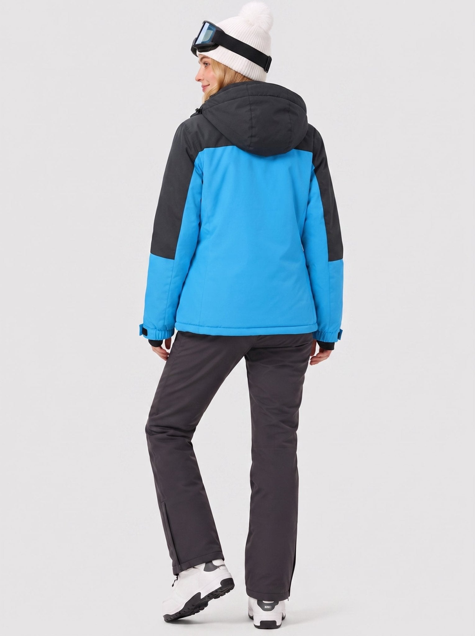 YUCOLEN Women's Waterproof Ski Jacket Fleece Lined Insulated Snow Coat with Detachable Hood in Blue Black