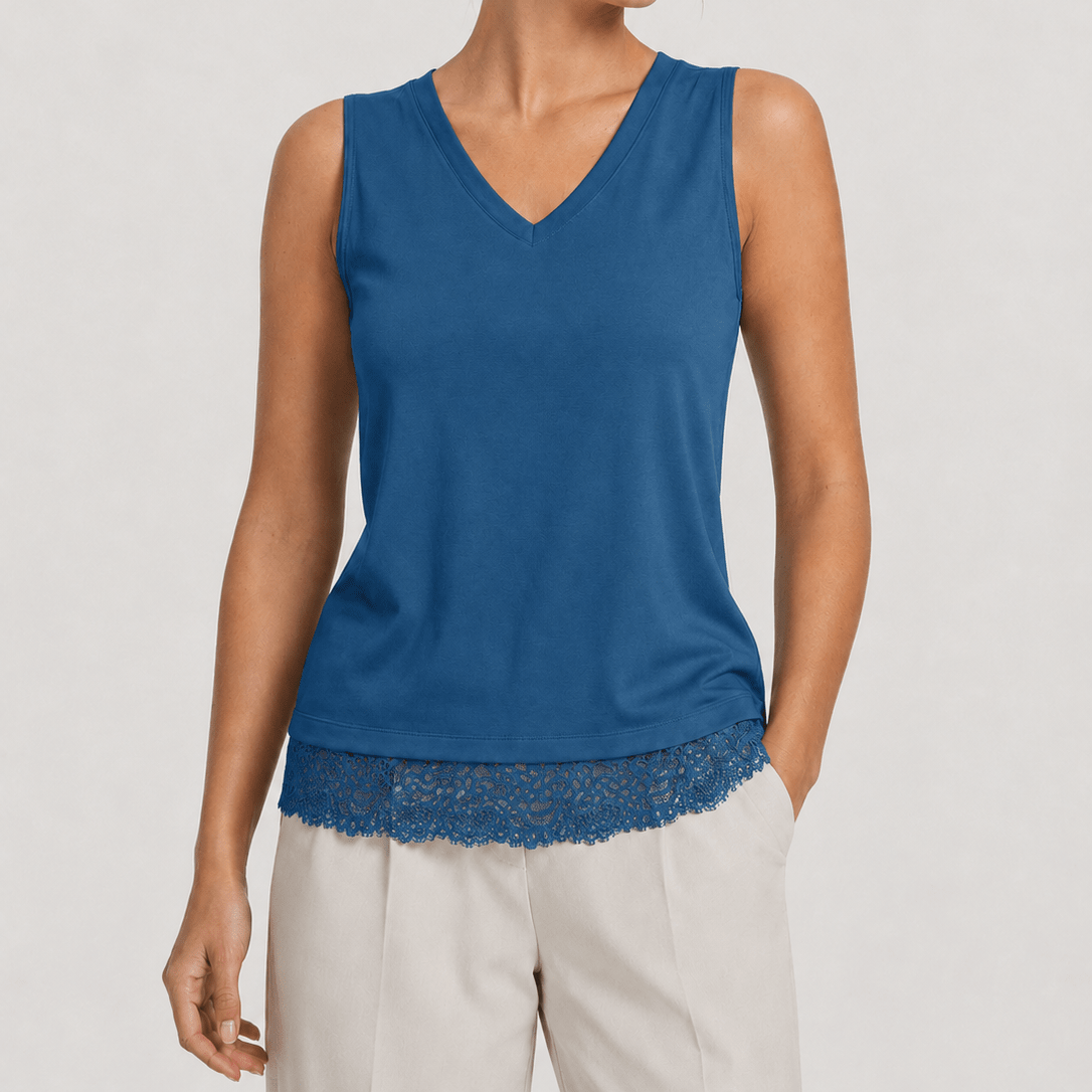 YUCOLEN Women's Lightweight Sleeveless Tank Top - Stretch Workout Shirt in Blue Grey