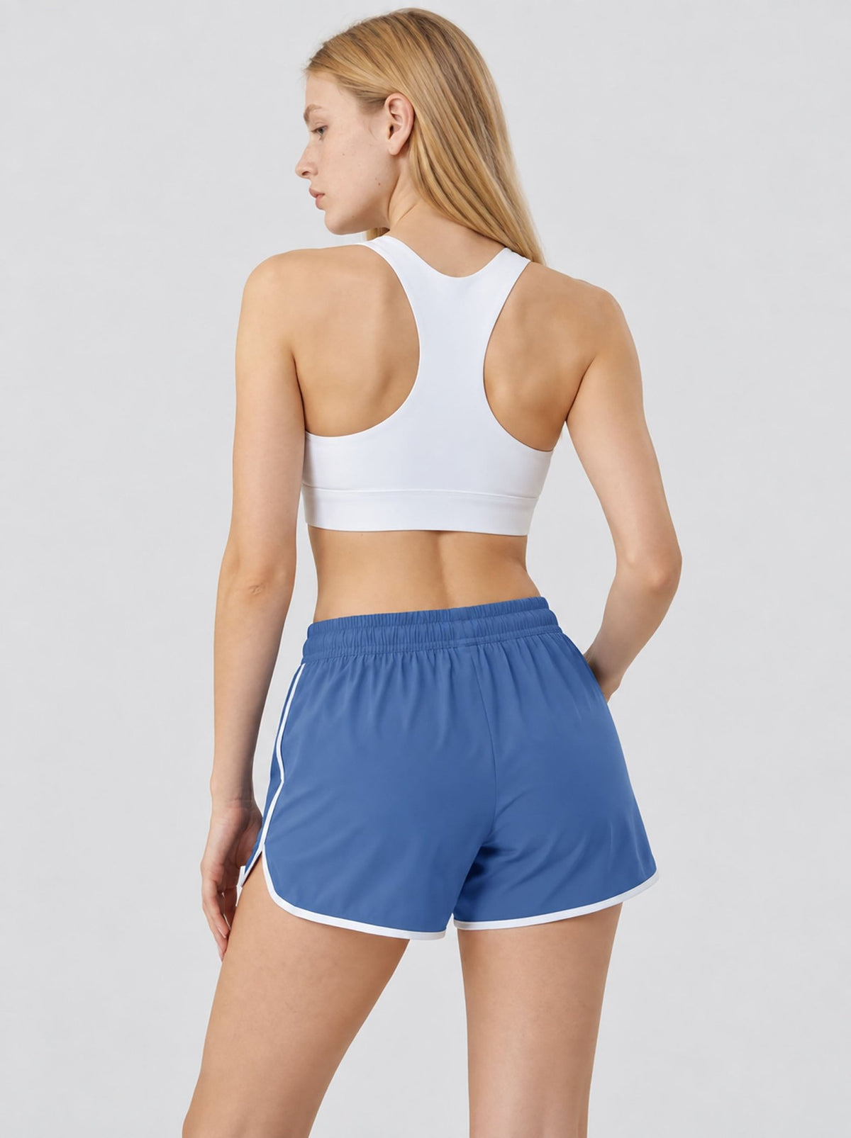 YUCOLEN Womens Quick Dry Running Shorts with Pockets Lightweight Athletic Fit in Blue Grey