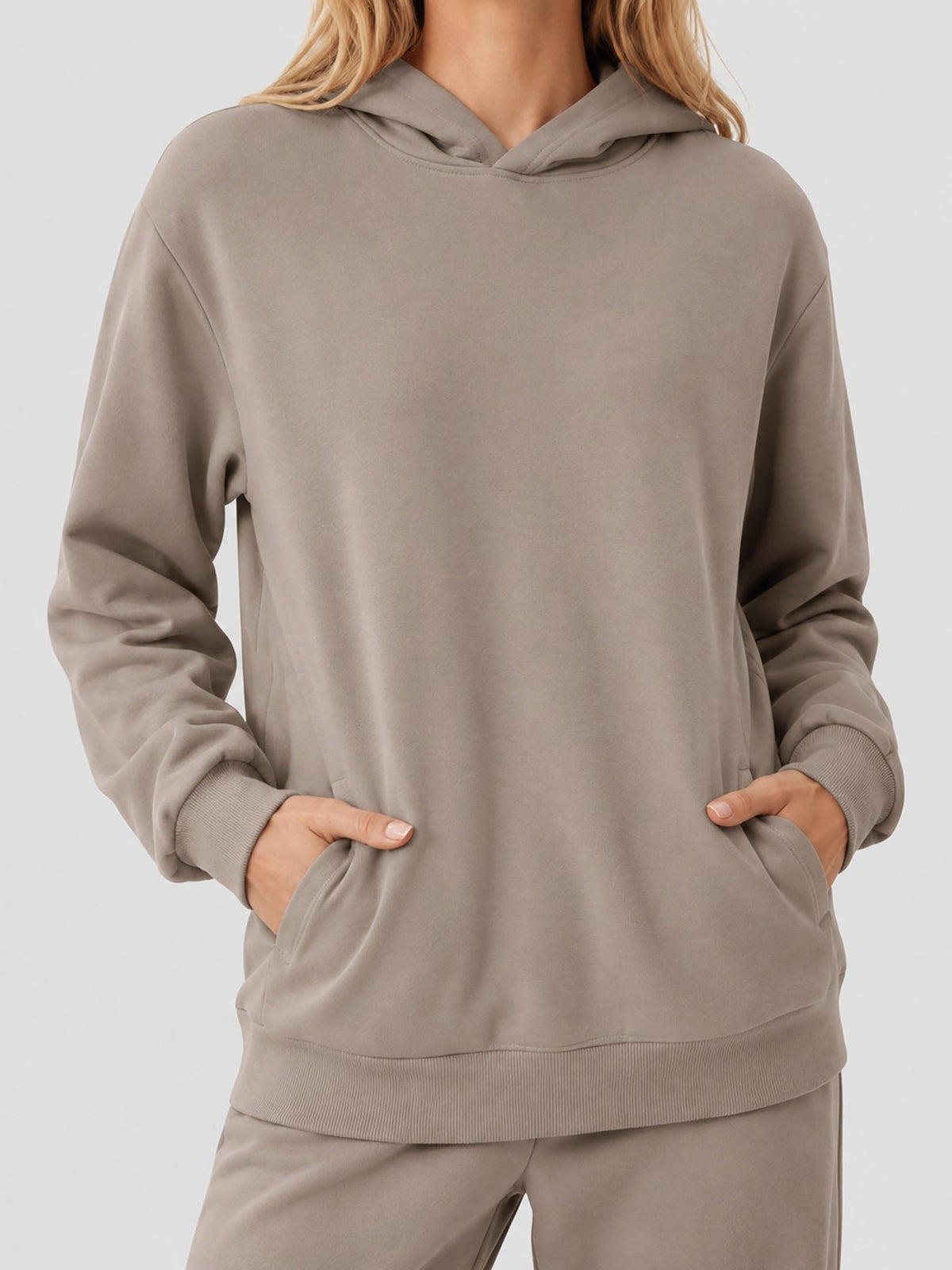 YUCOLEN Women's Loose Fit Fleece Lined Hoodie with Cotton Blend Fabric in Coffee Grey