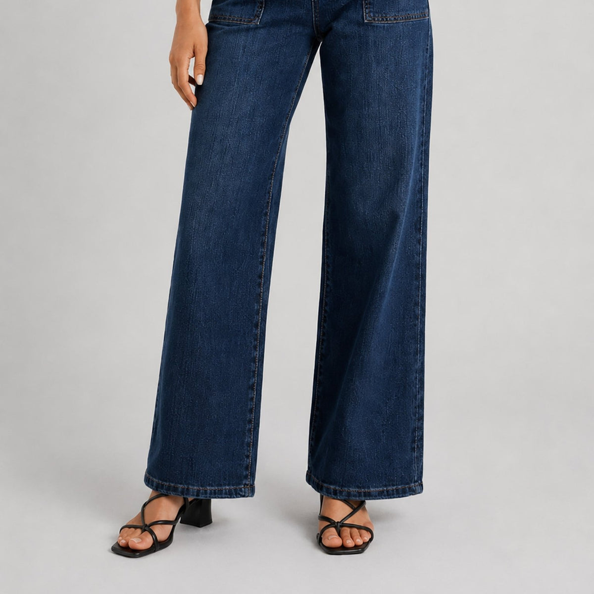 YUCOLEN Women's High Waisted Straight Leg Stretchy Denim Jeans with Pockets in Dark Blue