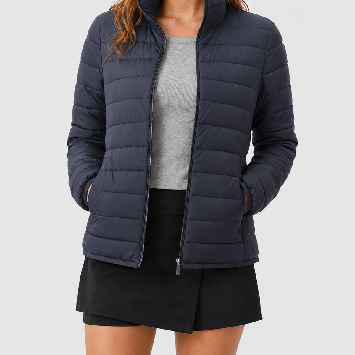 YUCOLEN Women's Lightweight Jacket Packable Water Resistant Quilted Coat with 4 Pockets in Dark Gray