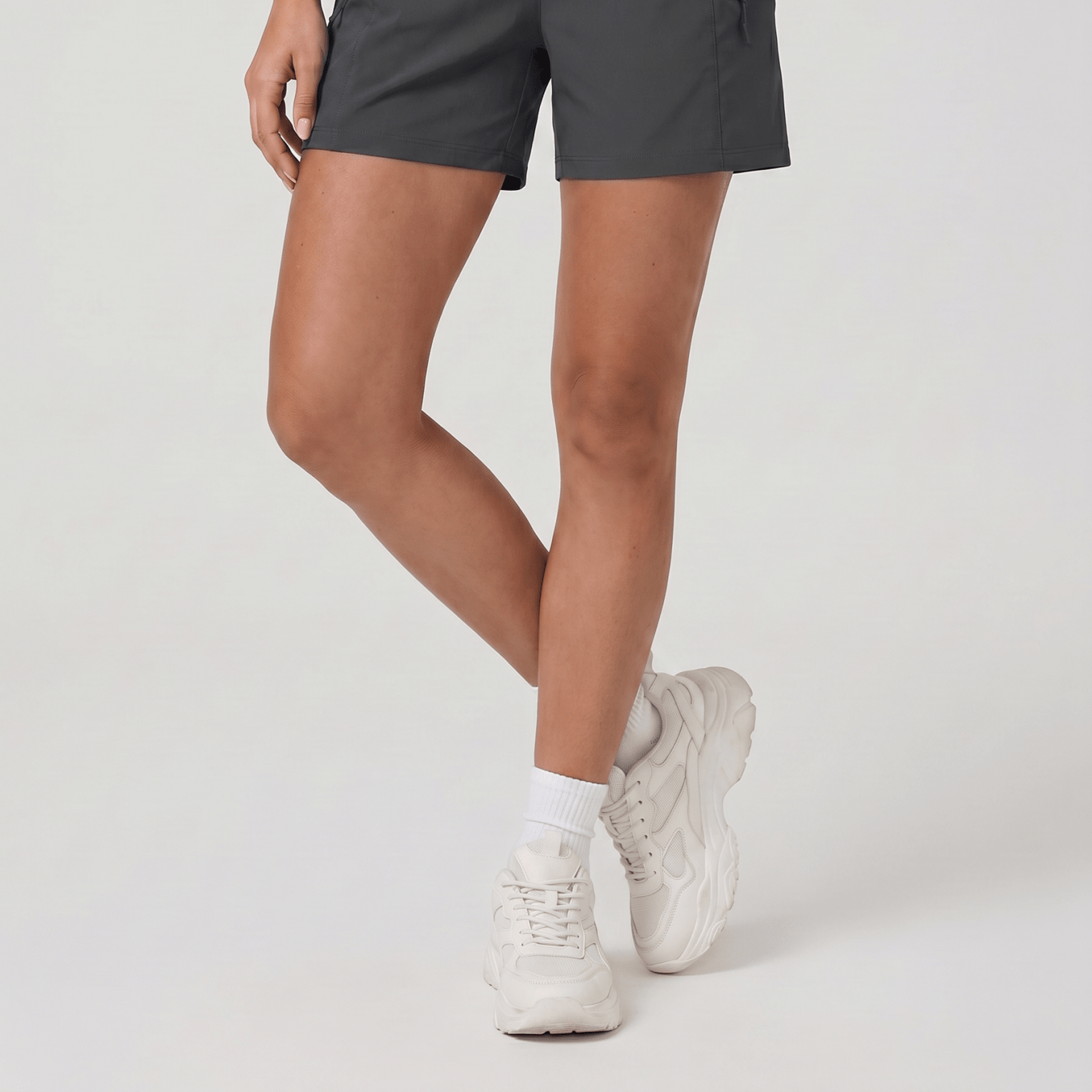 YUCOLEN Women's Quick Dry Hiking Cargo Shorts UPF 50 Plus Lightweight 5 Inch Athletic Shorts in Dark Grey