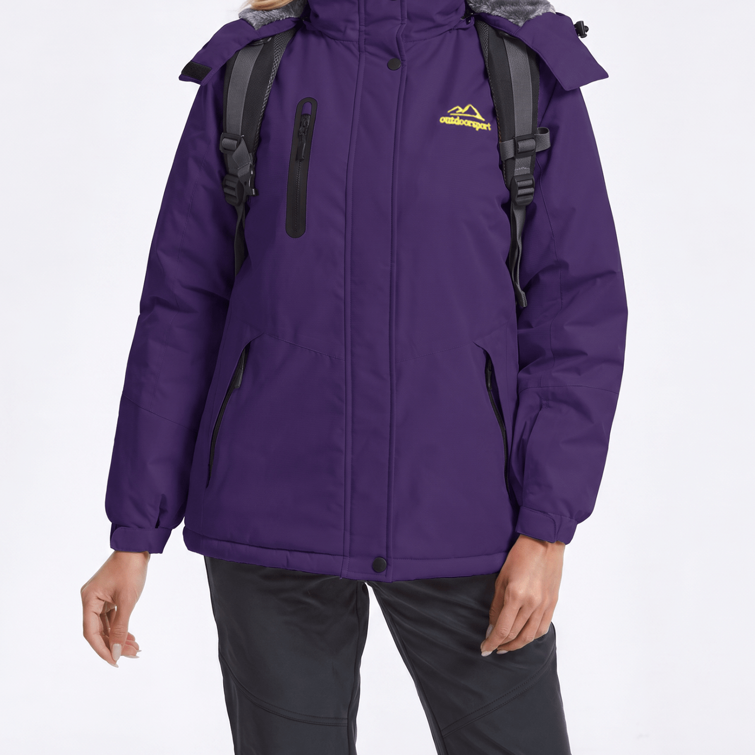 YUCOLEN Women's Waterproof Ski Jacket Fleece Lined Insulated Winter Snow Coat with 5 Pockets in Dark Purple