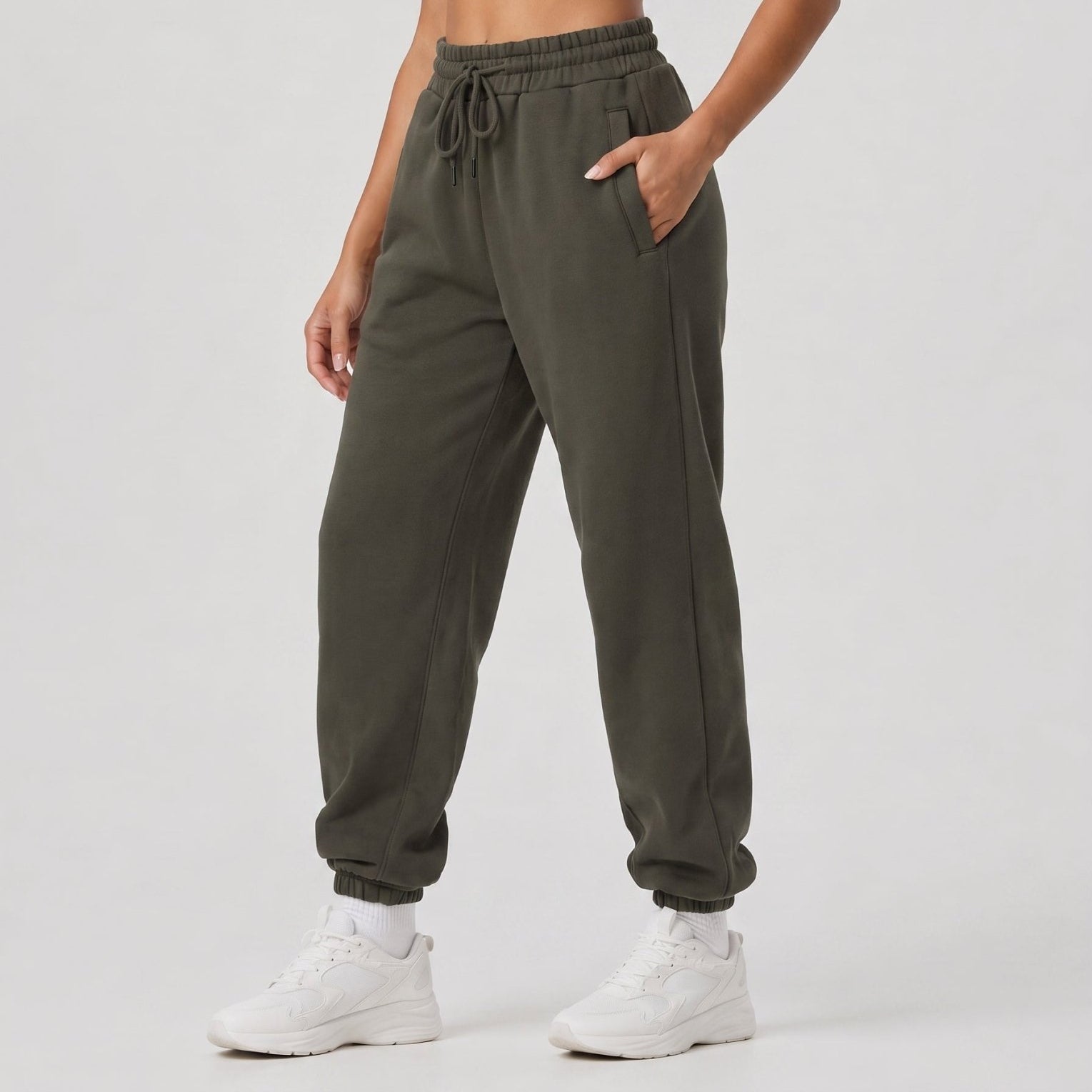 YUCOLEN Heavyweight Fleece Lined Sweatpants Baggy Unisex Relaxed Fit Joggers in Gray brown