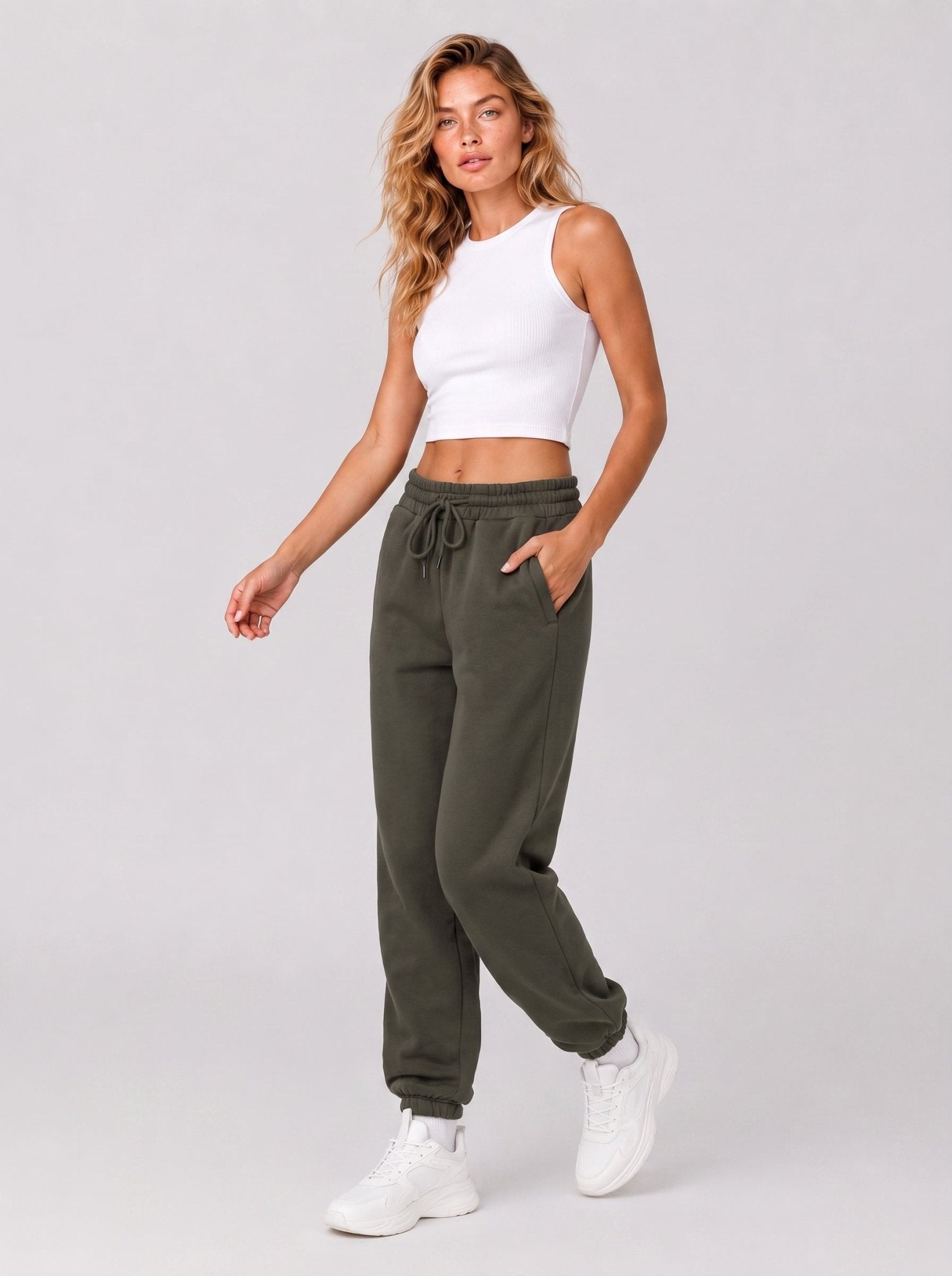 YUCOLEN Heavyweight Fleece Lined Sweatpants Baggy Unisex Relaxed Fit Joggers in Gray brown