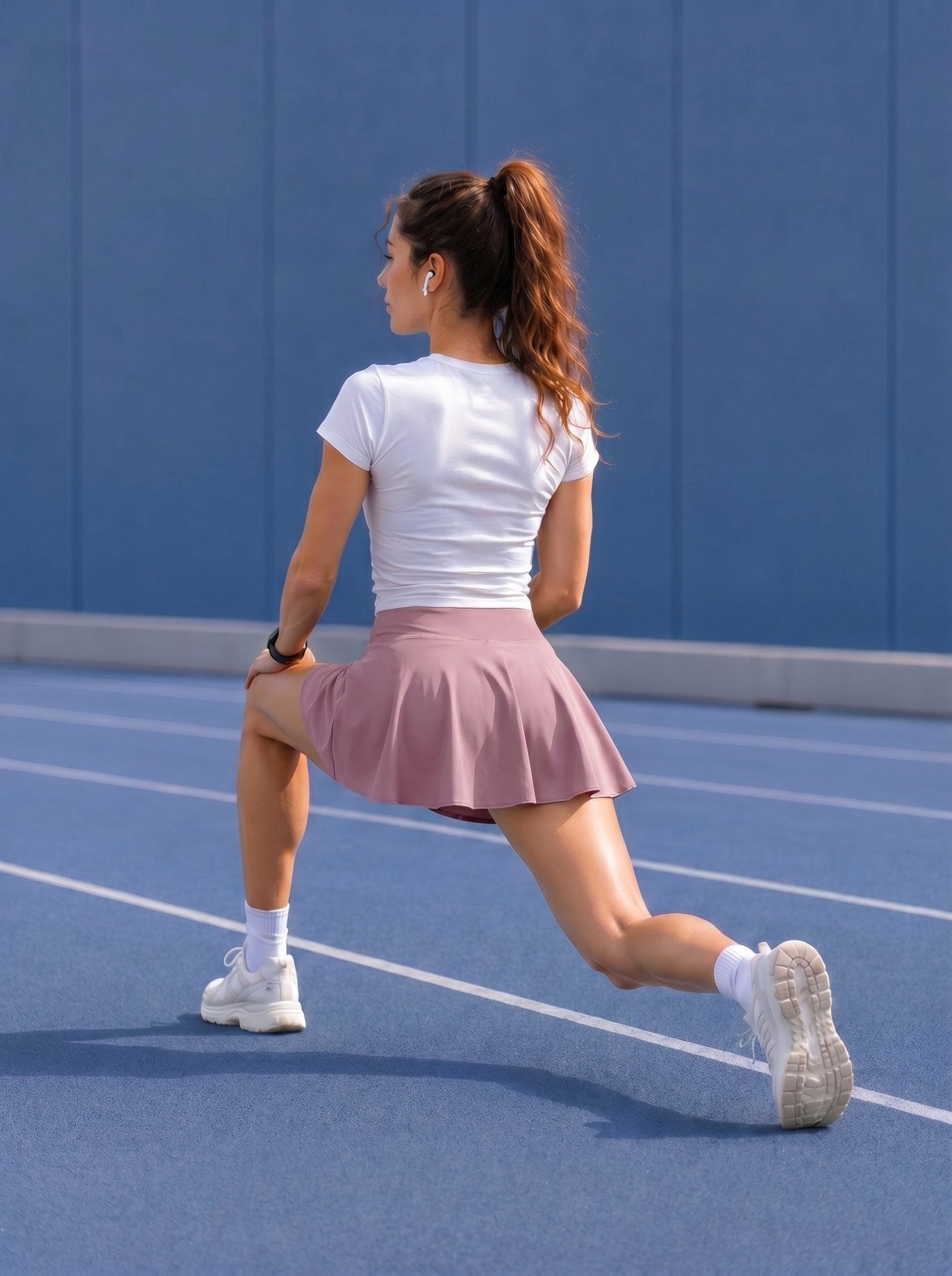 YUCOLEN Women High Waisted Pleated Tennis Skort - Pickleball Golf Skirt with Pockets in Grey Purple