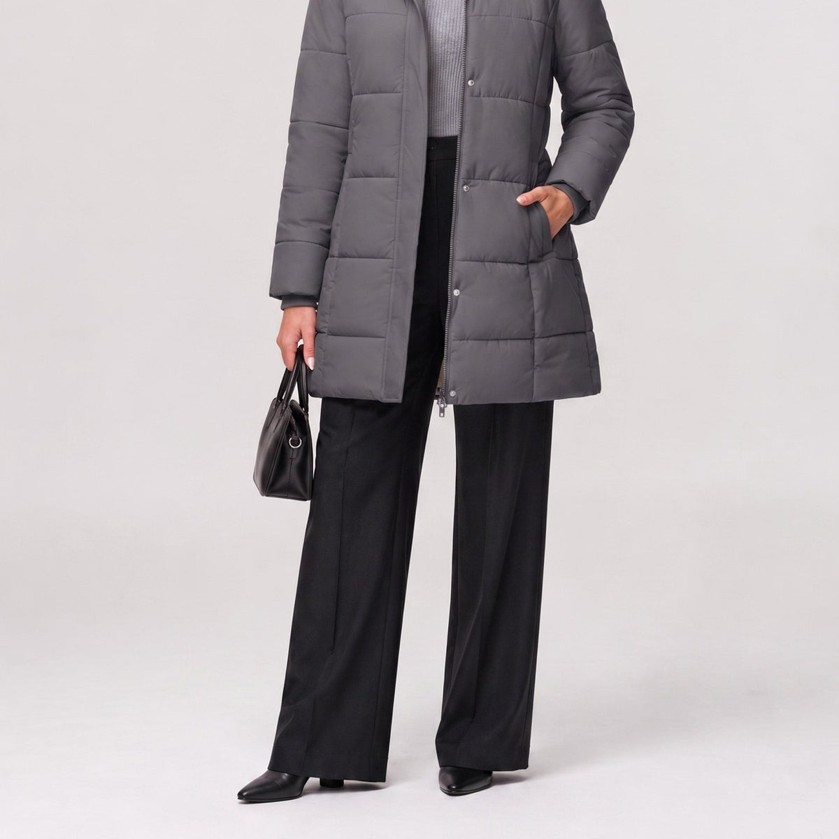 YUCOLEN Women's Long Winter Down Coat Fleece Lined Puffer Jackets in Grey