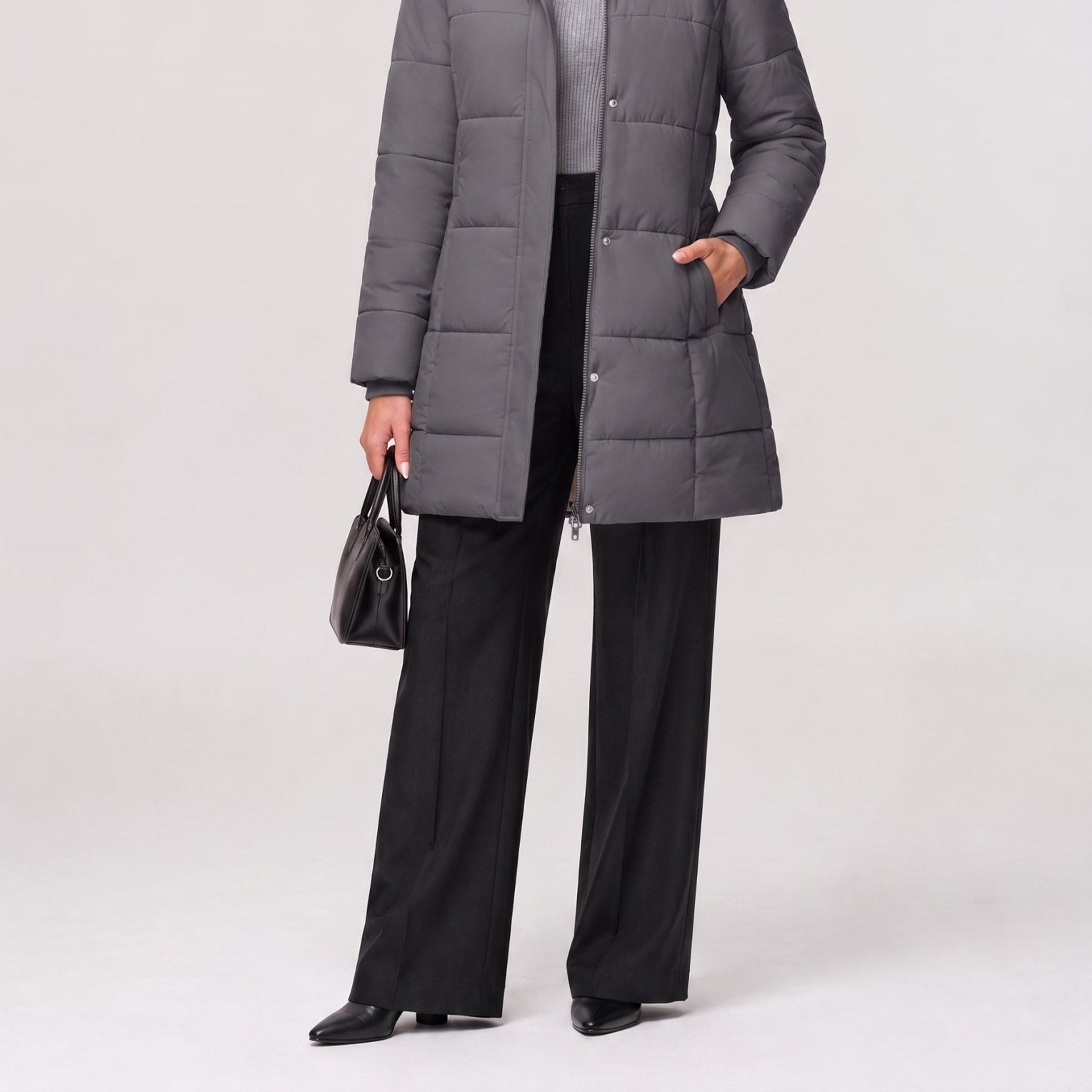 YUCOLEN Women's Long Winter Down Coat Fleece Lined Puffer Jackets in Grey