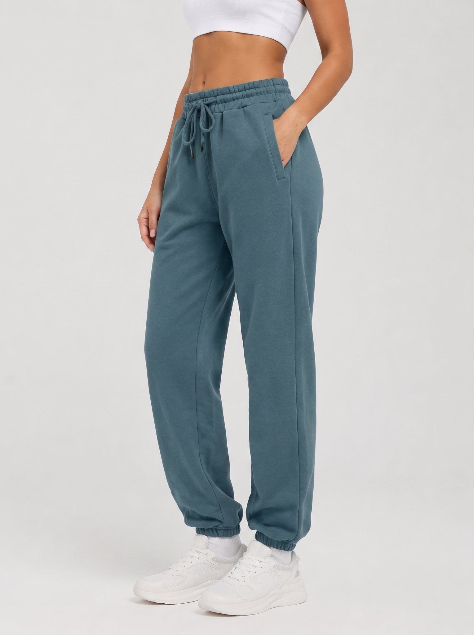 YUCOLEN Heavyweight Fleece Lined Sweatpants Baggy Unisex Relaxed Fit Joggers in Hazy Blue
