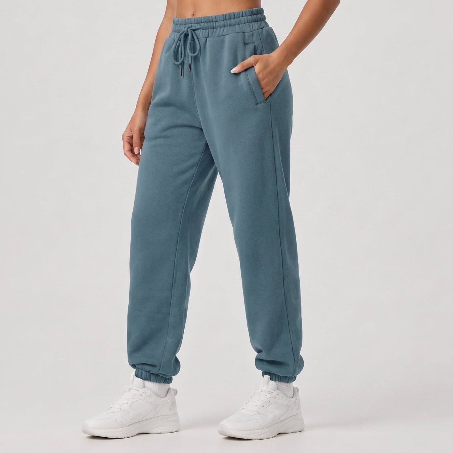 YUCOLEN Heavyweight Fleece Lined Sweatpants Baggy Unisex Relaxed Fit Joggers in Hazy Blue