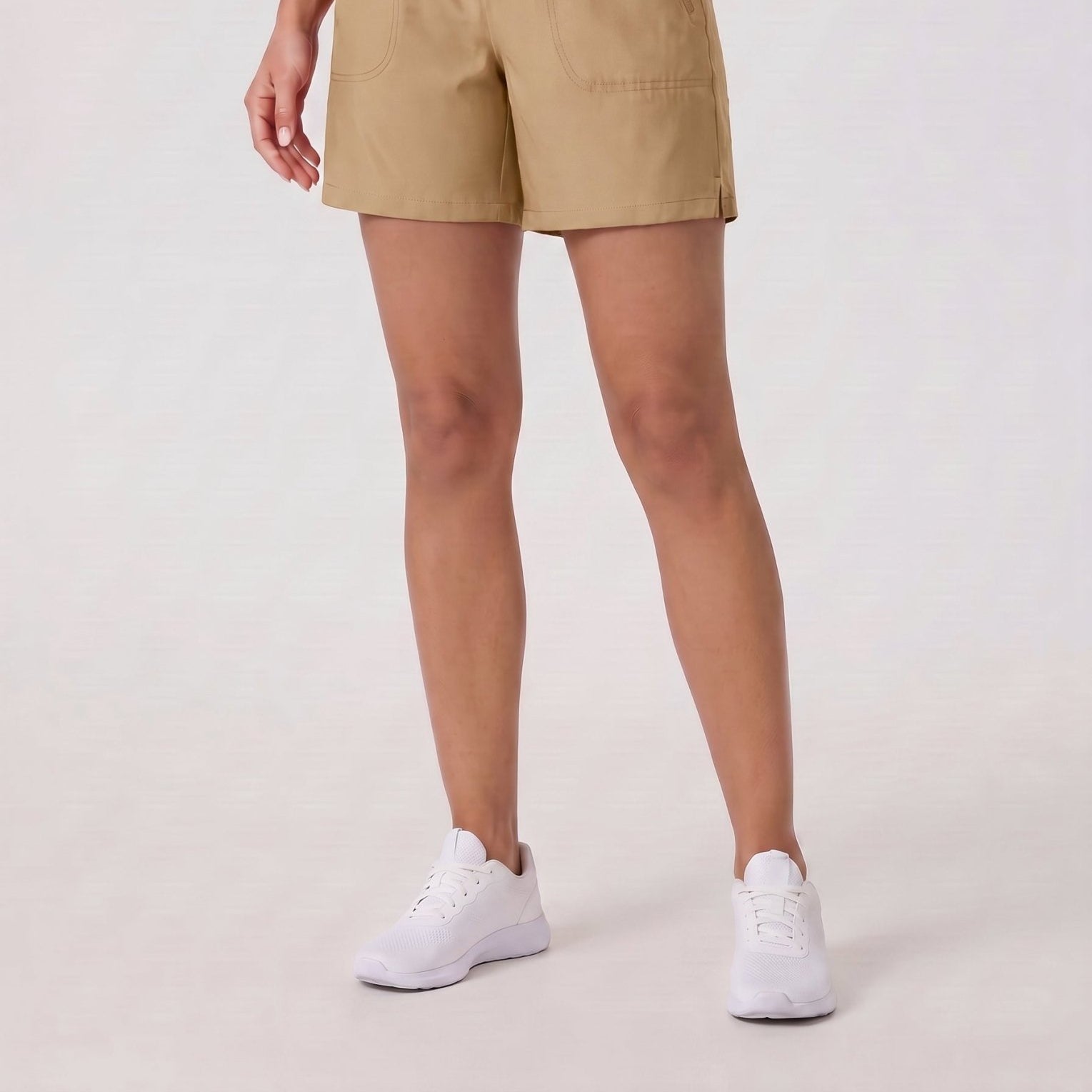YUCOLEN Women 5 Inch Water Resistant Hiking Shorts UPF 50 Plus Quick Dry Golf Shorts with Zipper Pockets in Khaki