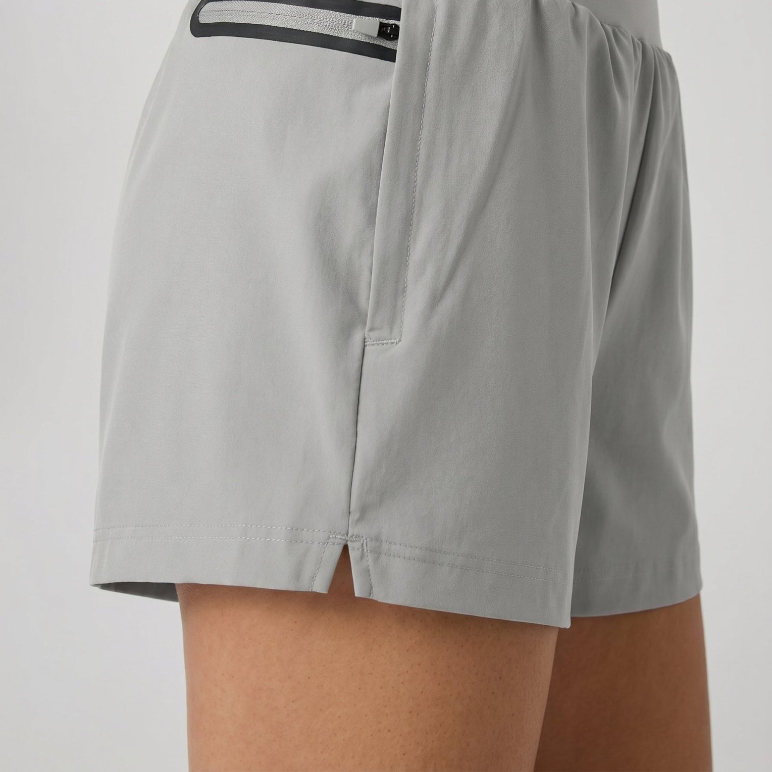 YUCOLEN Women's High Waisted Lightweight Running Shorts - Stretch Workout Shorts in Light Grey