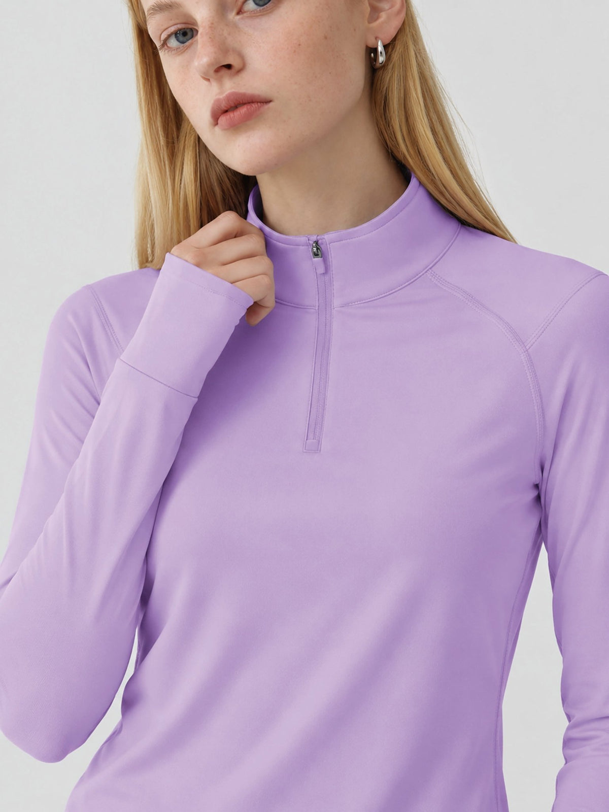 YUCOLEN Women's Fleece Quarter Zip Pullover for Running & Golf in Light Purple