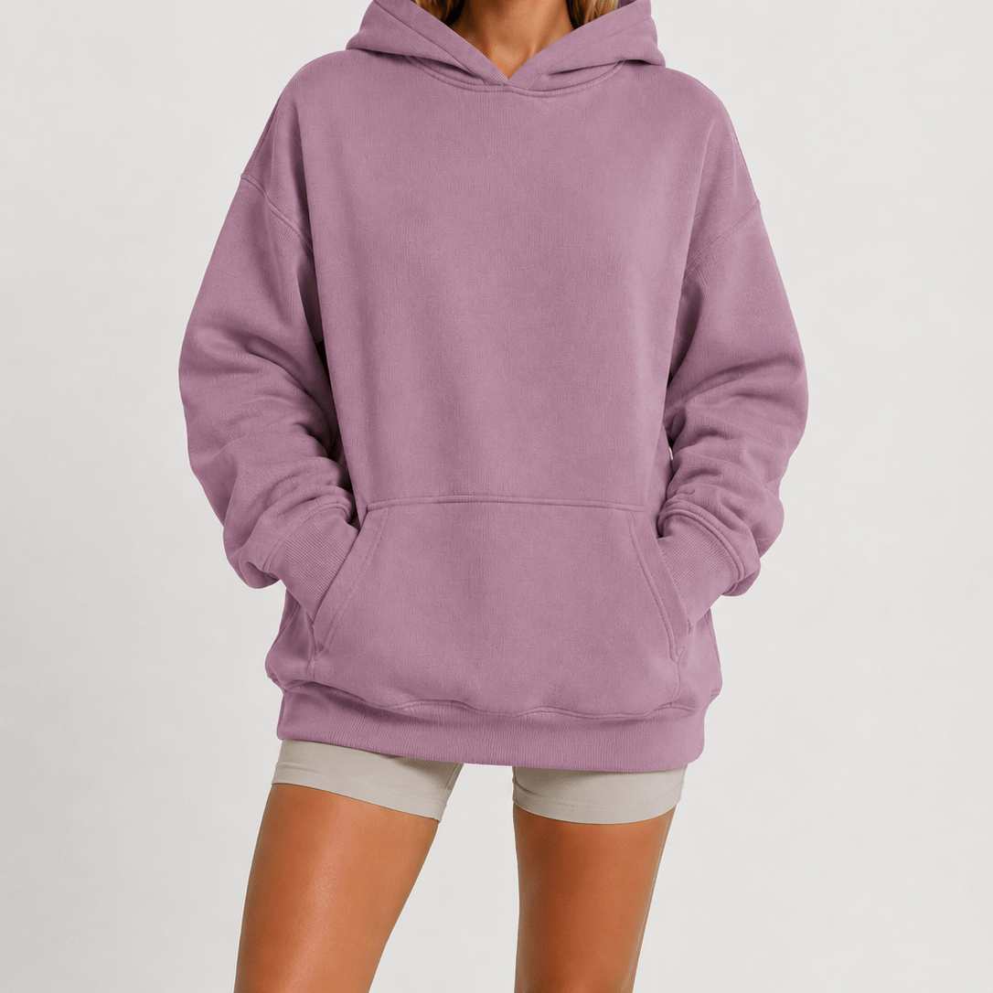 YUCOLEN Women's Oversized Textured Fleece Hoodie Loose Pullover Sweatshirt with Kangaroo Pocket in Light Purple