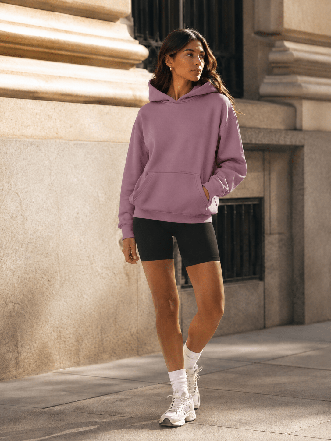 YUCOLEN Women's Oversized Textured Fleece Hoodie Loose Pullover Sweatshirt with Kangaroo Pocket in Light Purple