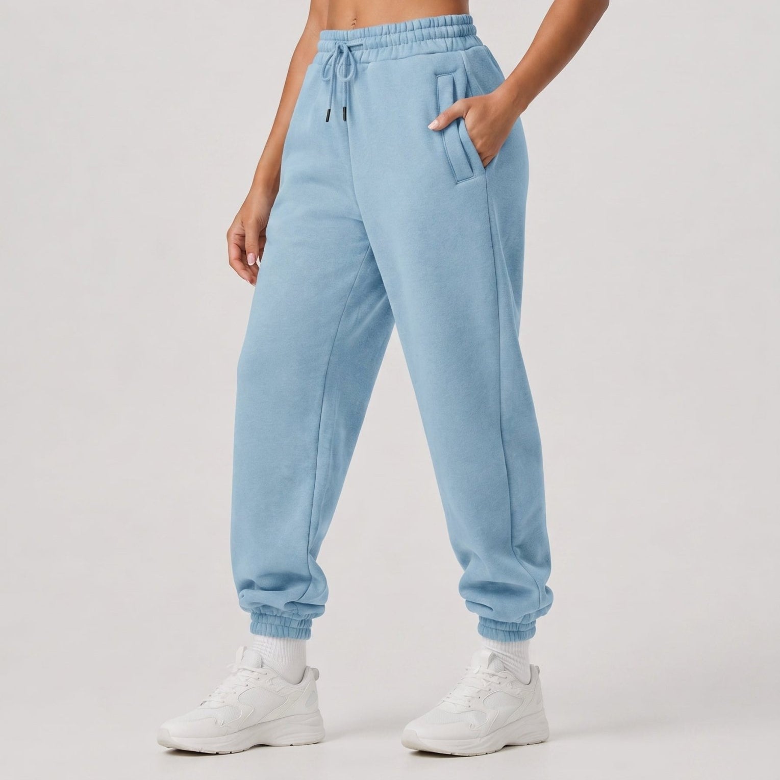 YUCOLEN Heavyweight Fleece Lined Sweatpants Baggy Unisex Relaxed Fit Joggers in Medium blue