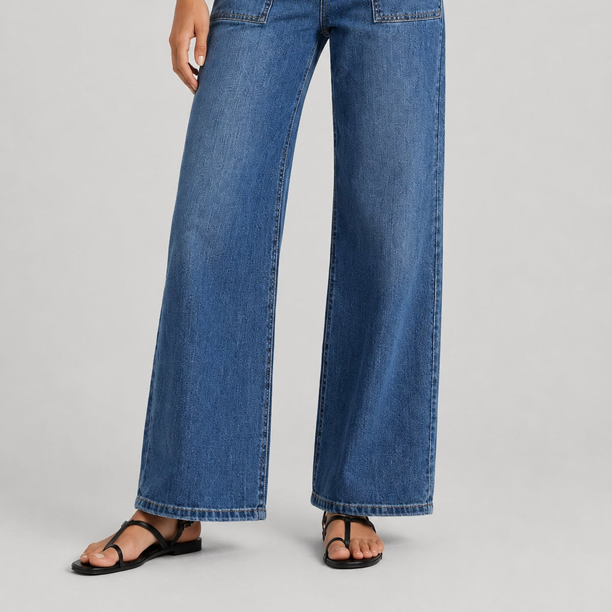 YUCOLEN Women's High Waisted Straight Leg Stretchy Denim Jeans with Pockets in Medium Blue