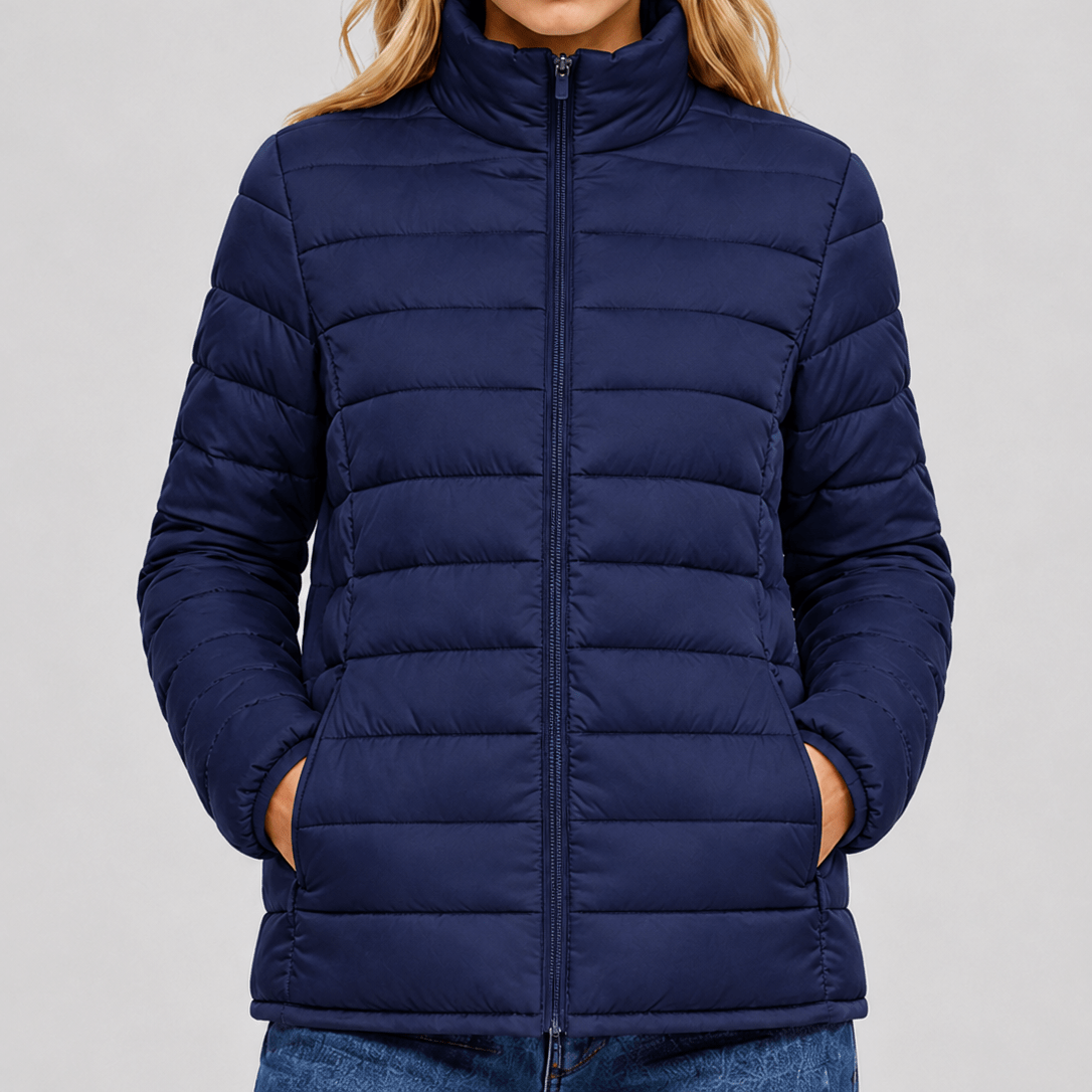 YUCOLEN Women's Lightweight Jacket Packable Water Resistant Quilted Coat with 4 Pockets in Navy