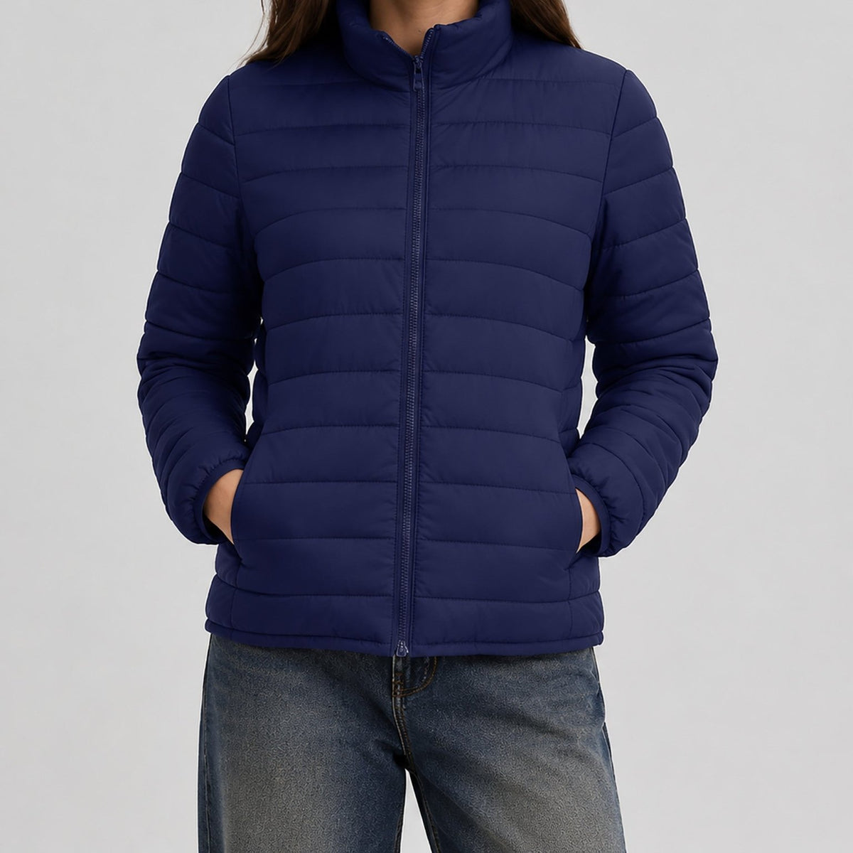 YUCOLEN Women's Lightweight Jacket Packable Water Resistant Quilted Coat with 4 Pockets in Navy