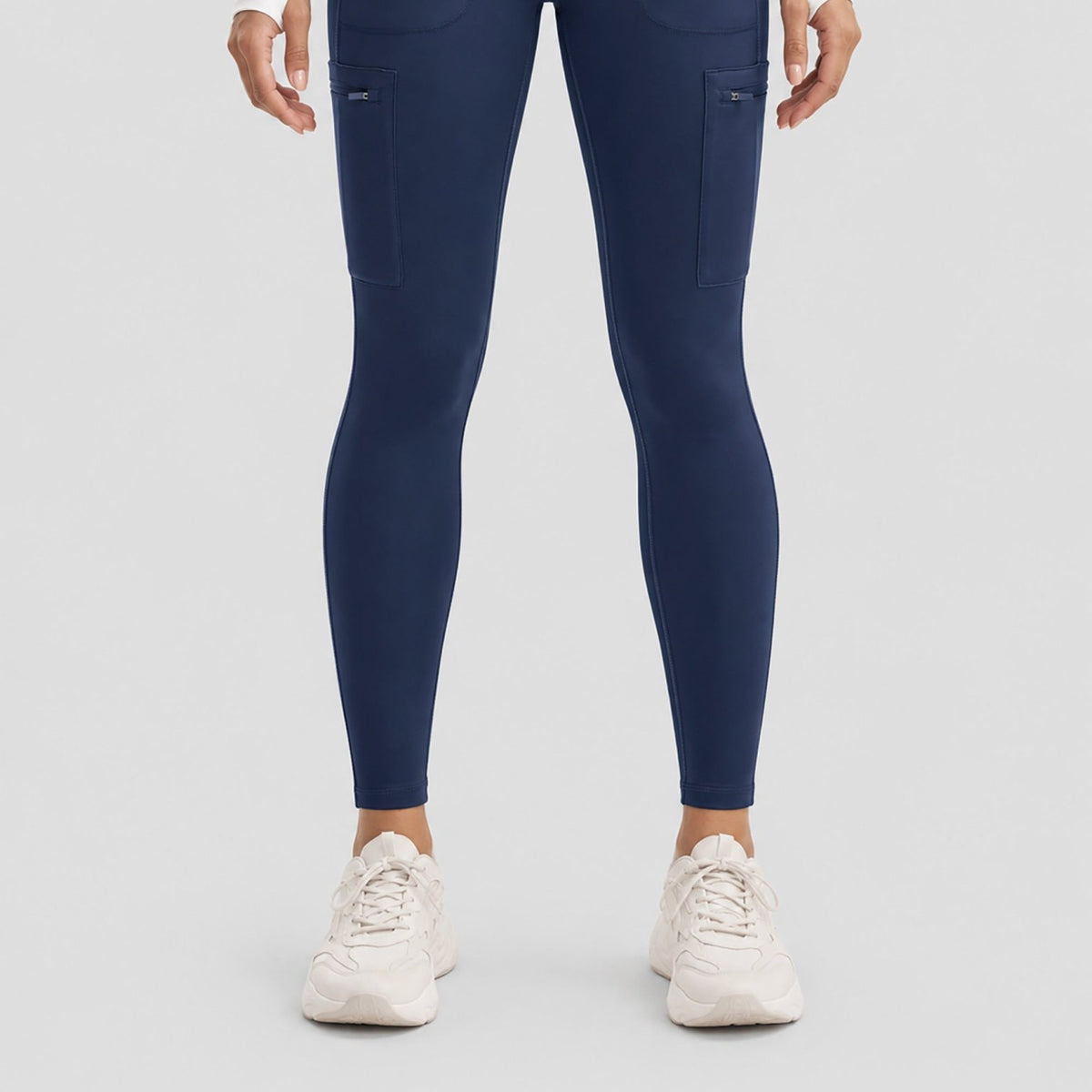 YUCOLEN Women's Outdoor Stretch Leggings with High Waist and Pockets in Navy