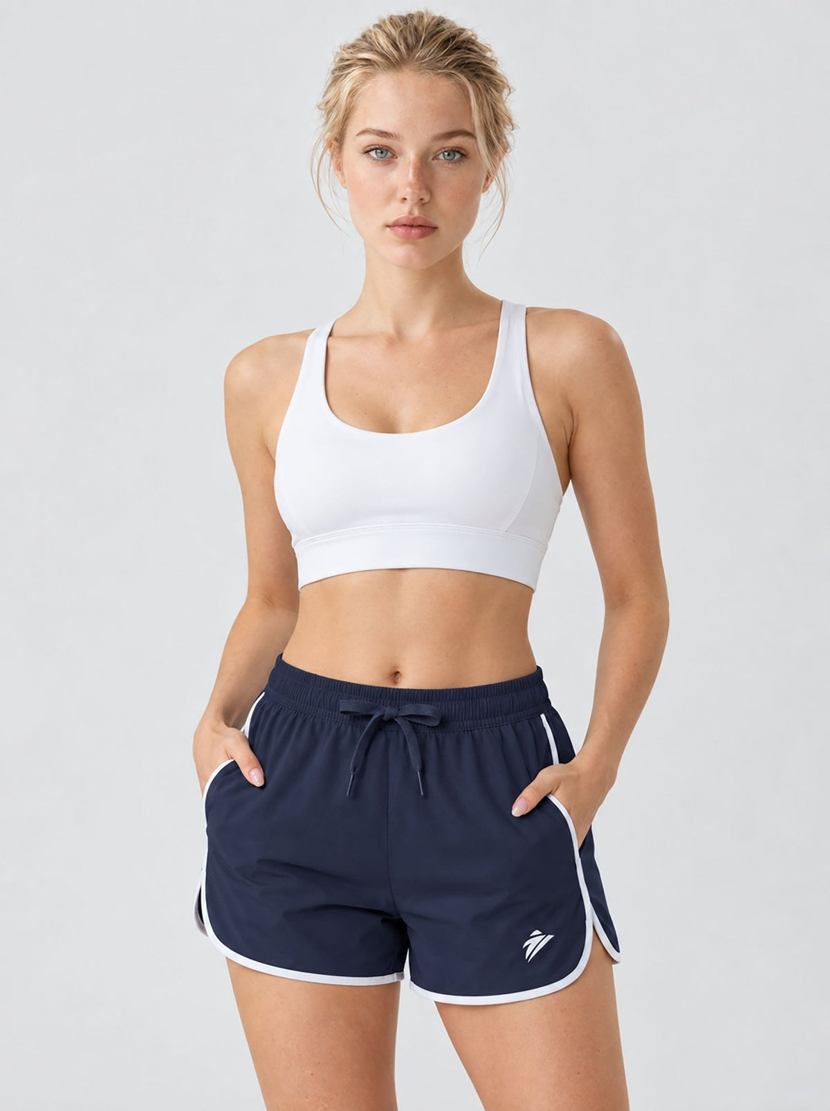 YUCOLEN Womens Quick Dry Running Shorts with Pockets Lightweight Athletic Fit in Navy