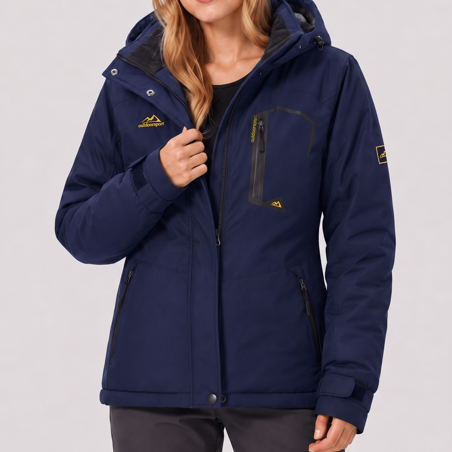 YUCOLEN Women's Waterproof Ski Jacket Fleece Lined Insulated Snow Coat with Detachable Hood in Navy