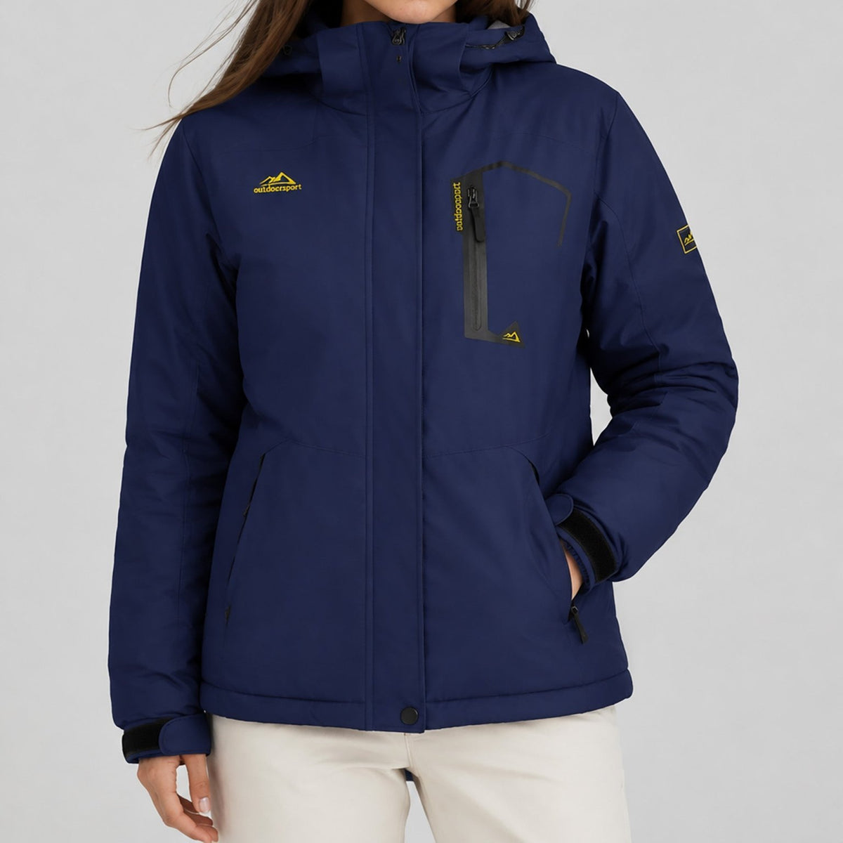 YUCOLEN Women's Waterproof Ski Jacket Fleece Lined Insulated Snow Coat with Detachable Hood in Navy