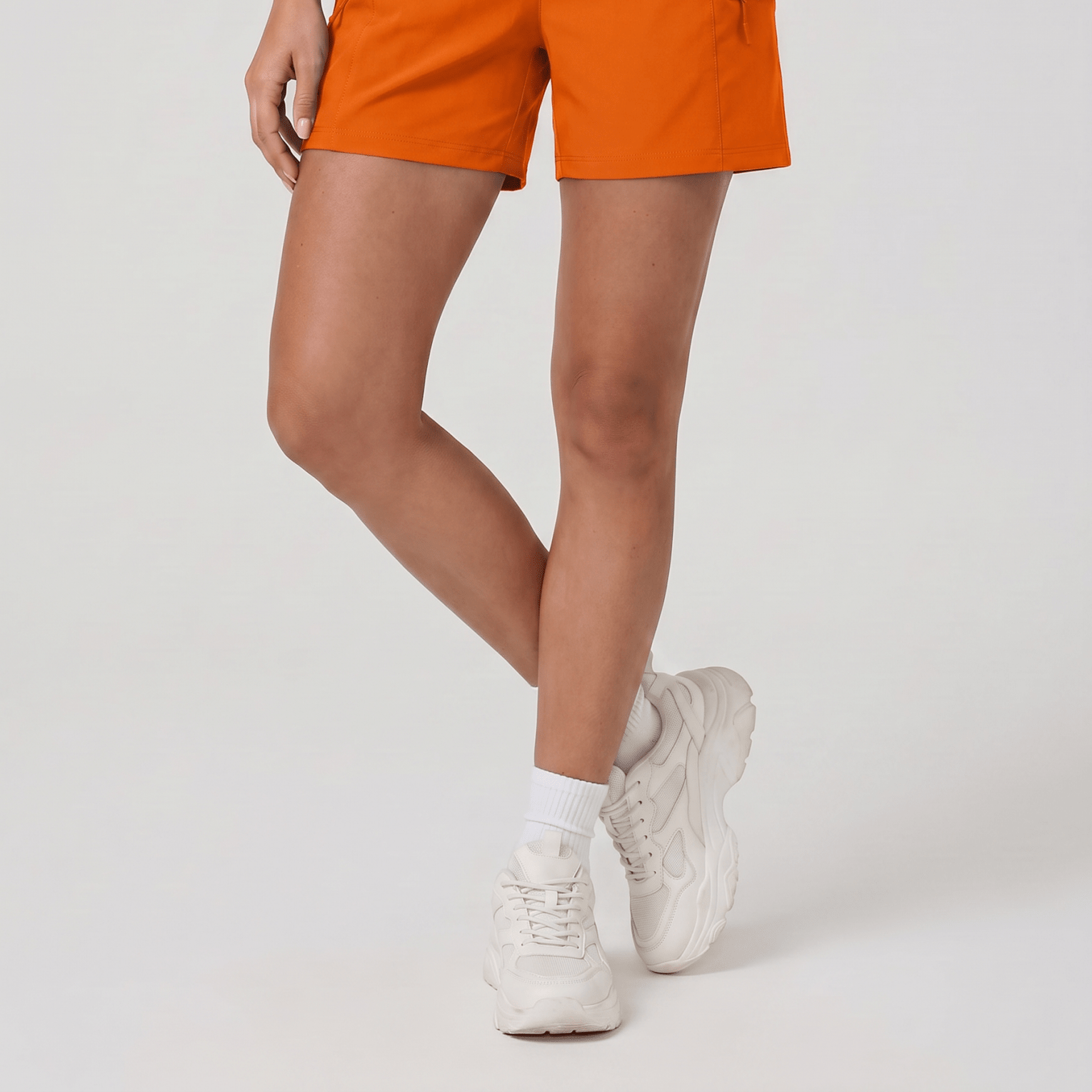 YUCOLEN Women's Quick Dry Hiking Cargo Shorts UPF 50 Plus Lightweight 5 Inch Athletic Shorts in Orange