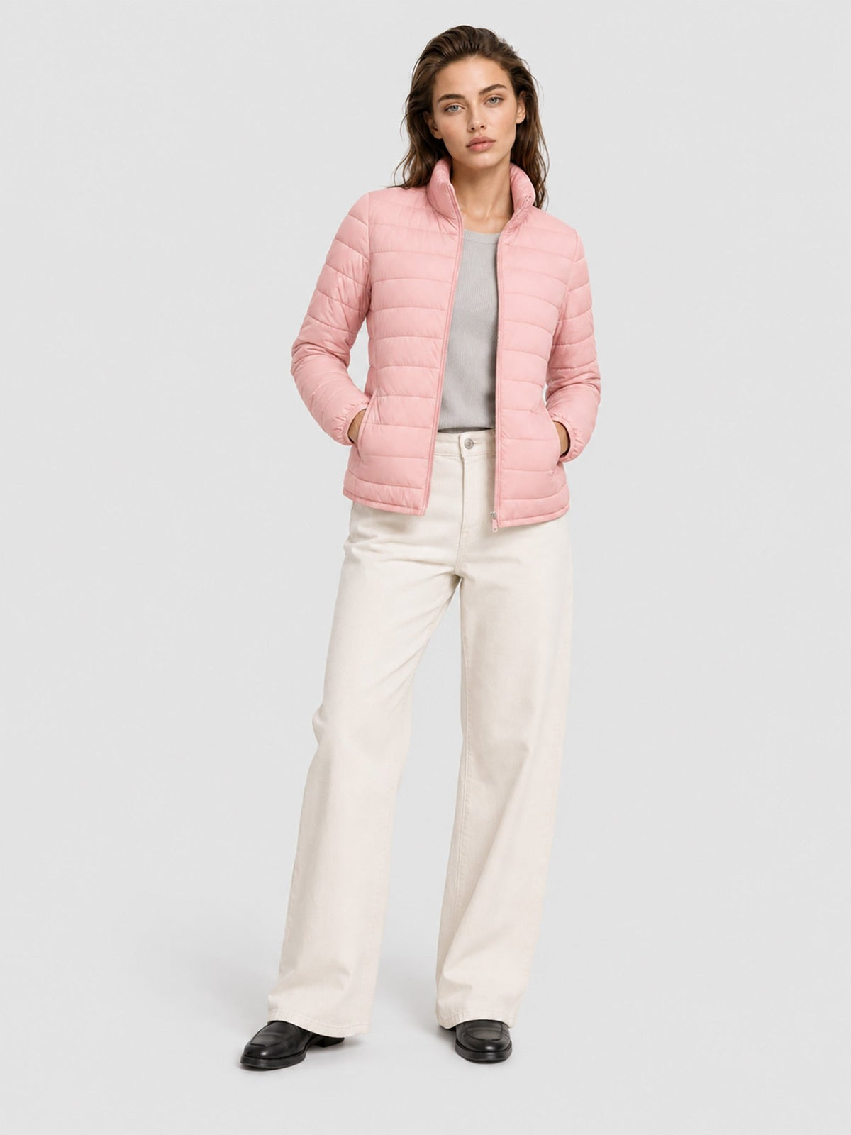 YUCOLEN Women's Lightweight Jacket Packable Water Resistant Quilted Coat with 4 Pockets in Pink