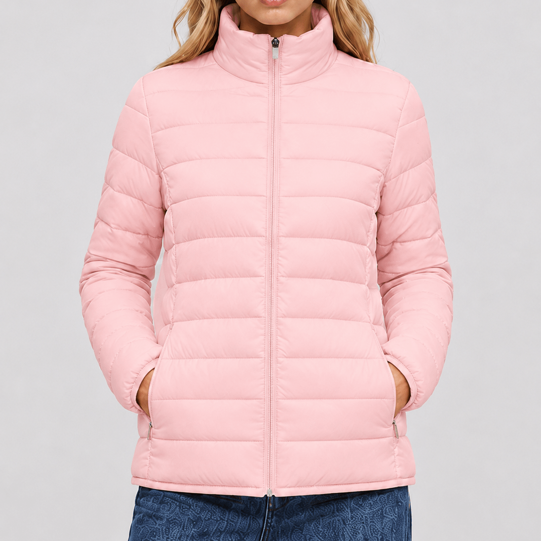 YUCOLEN Women's Lightweight Jacket Packable Water Resistant Quilted Coat with 4 Pockets in Pink