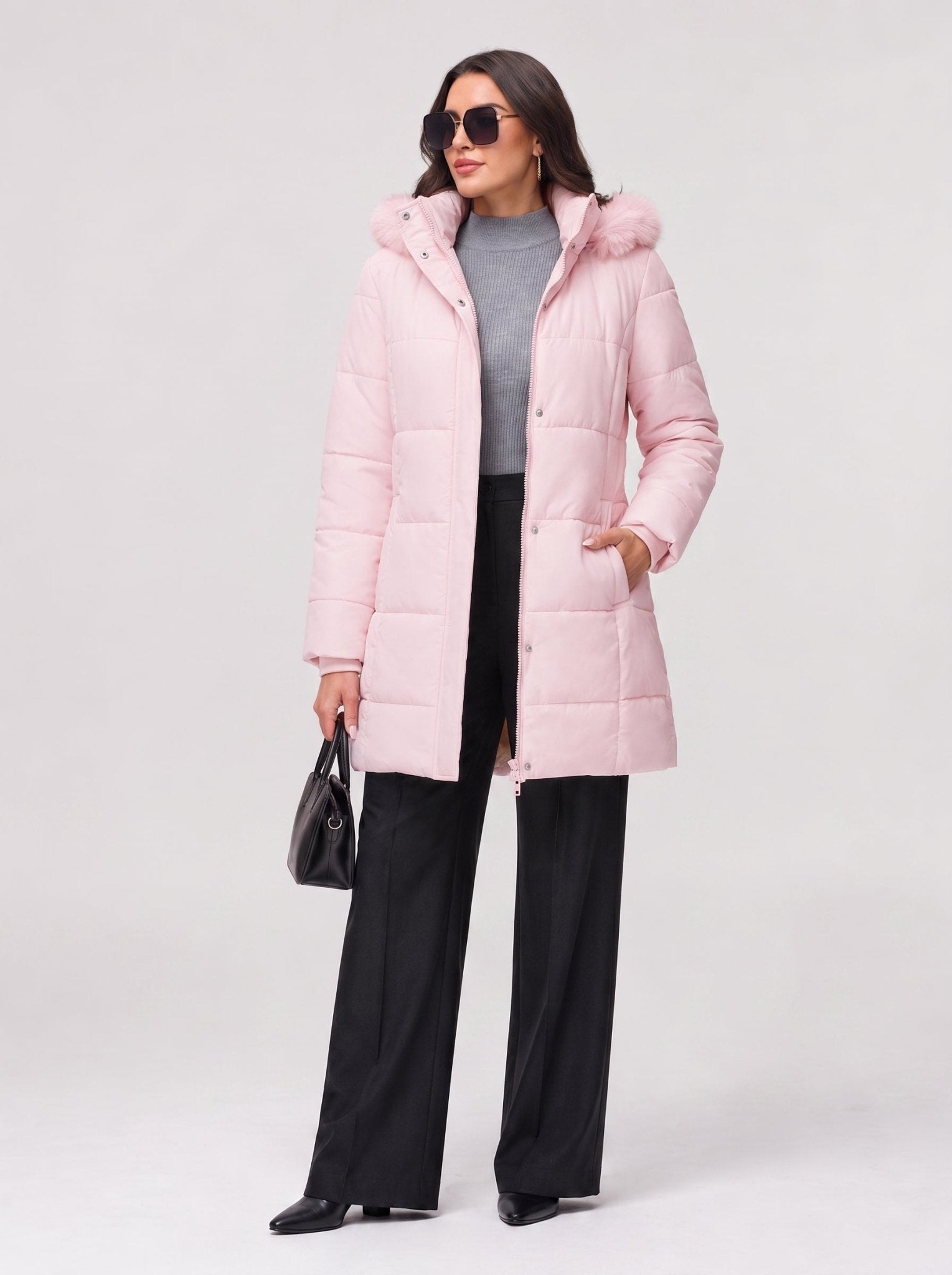 YUCOLEN Women's Long Winter Down Coat Fleece Lined Puffer Jackets in Pink