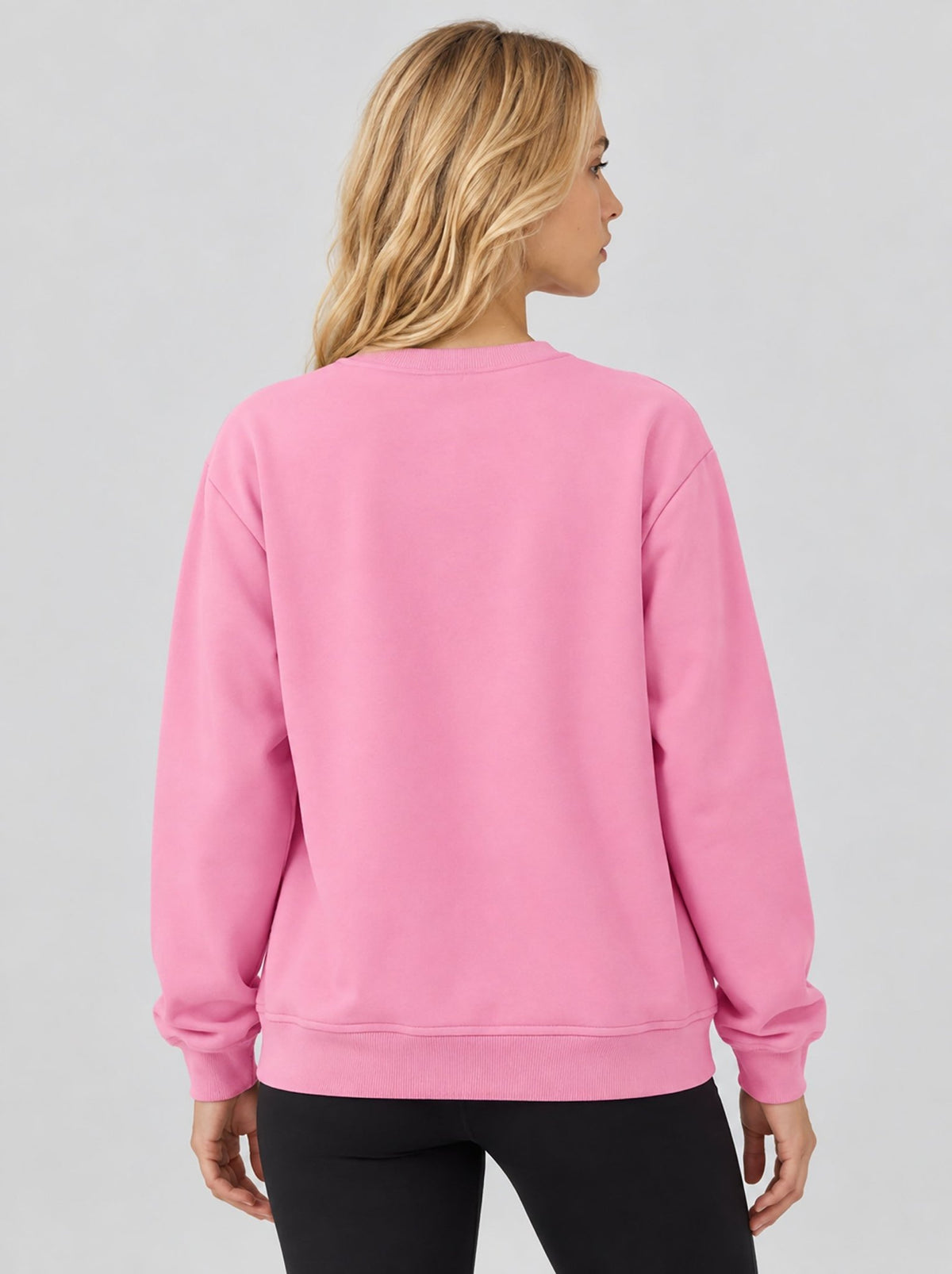 YUCOLEN Womens Warm Fleece Crewneck Sweatshirt with Zip Pockets in Pink