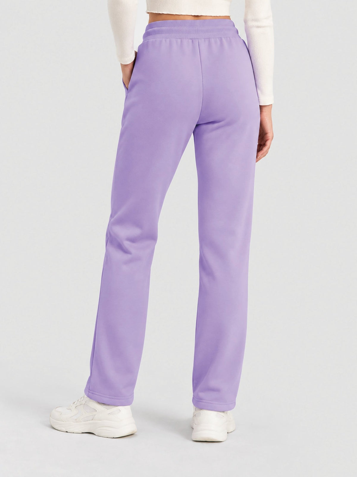 YUCOLEN Women's Heavyweight Water Resistant Sherpa Lined Sweatpants for Winter Snow in Purple