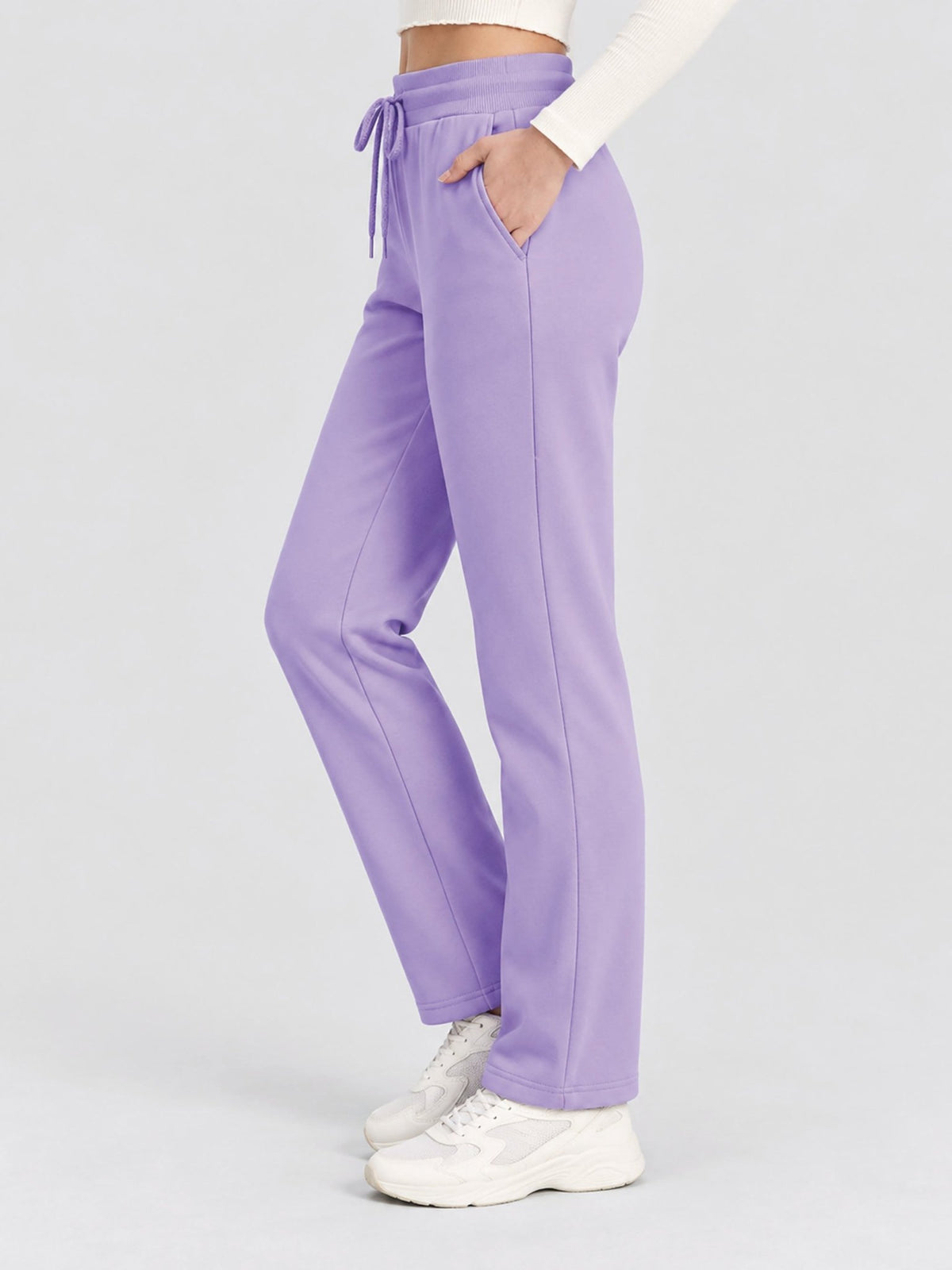 YUCOLEN Women's Heavyweight Water Resistant Sherpa Lined Sweatpants for Winter Snow in Purple