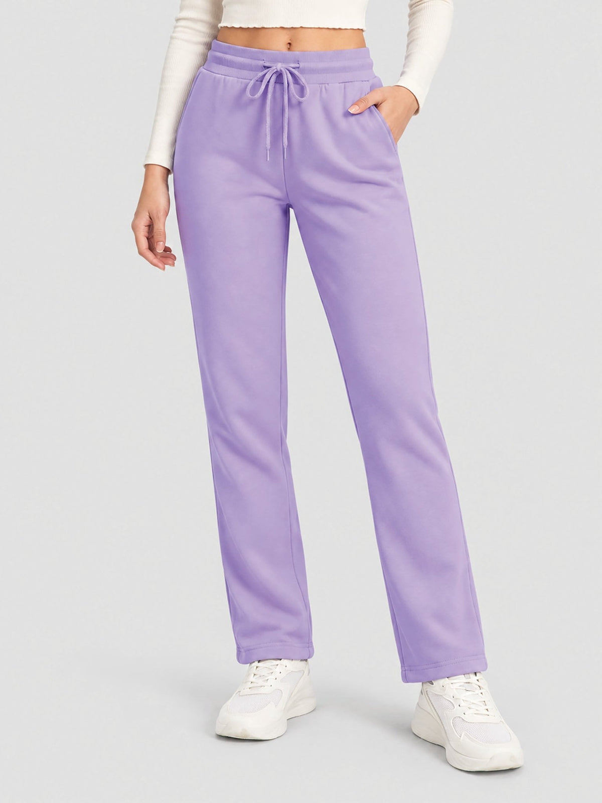 YUCOLEN Women's Heavyweight Water Resistant Sherpa Lined Sweatpants for Winter Snow in Purple